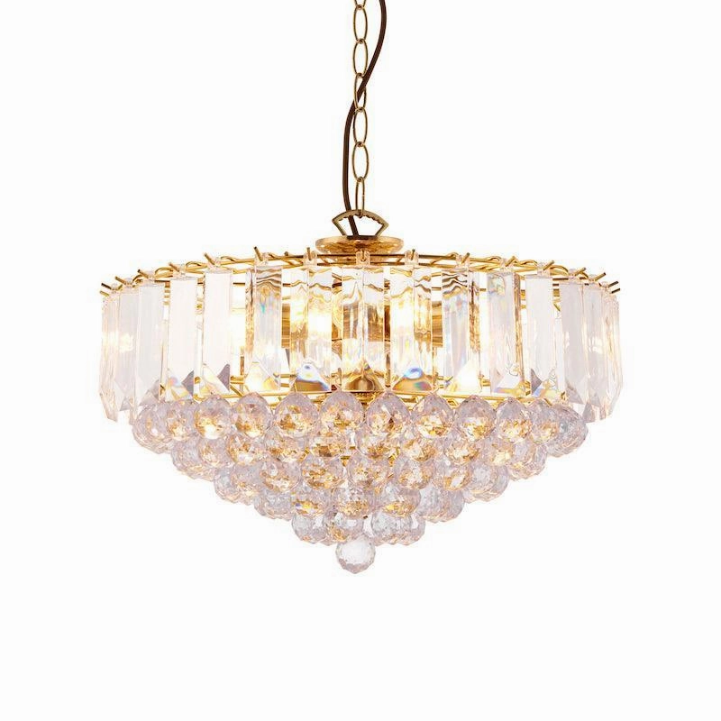 Endon Fargo Brass & Clear Acrylic 6 Light Ceiling Pendant