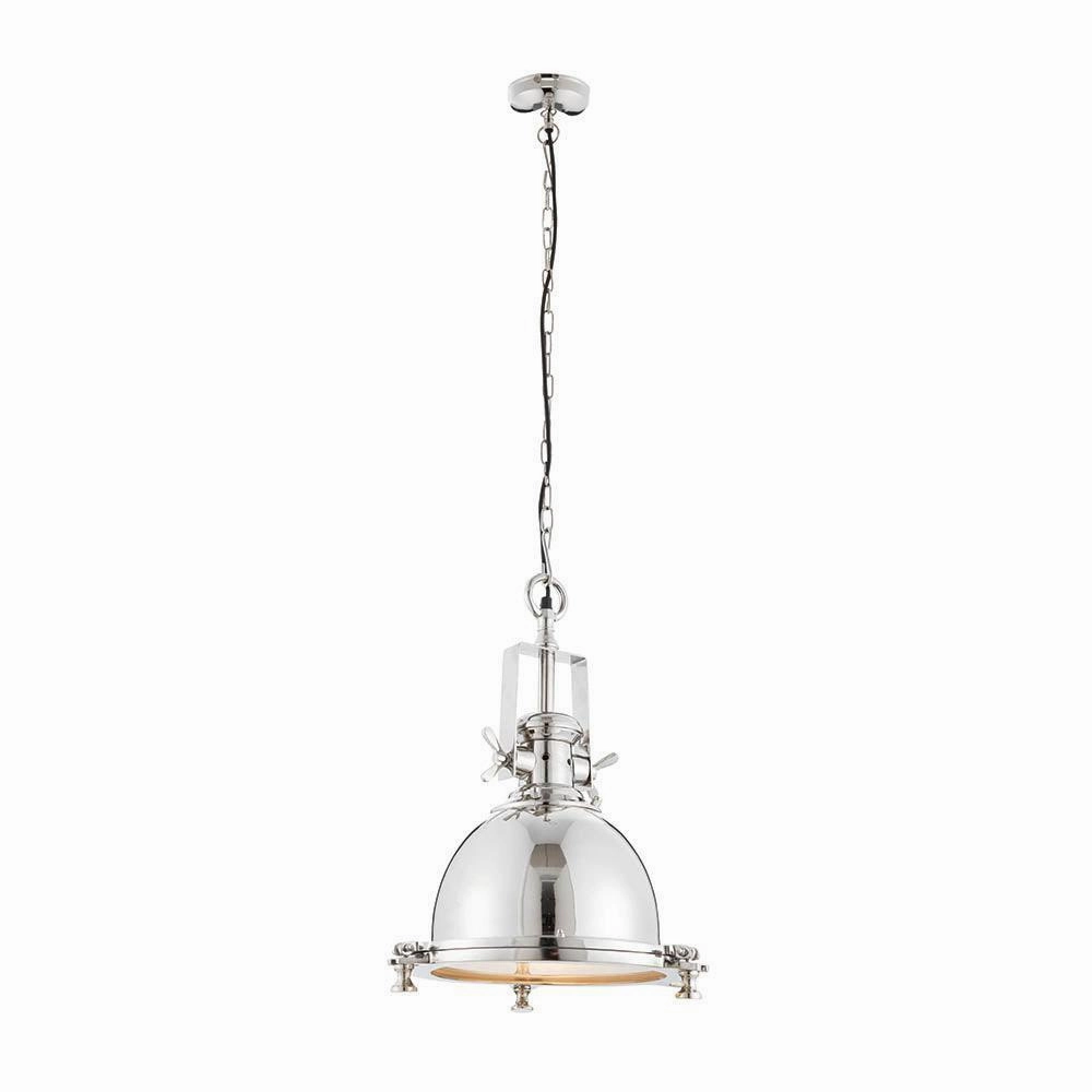 Endon Fenton 1 Light Polished Nickel Pendant Ceiling Light