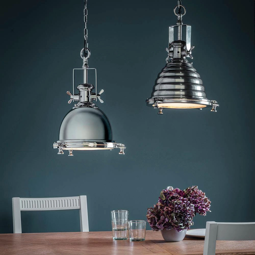 Endon Fenton 1 Light Polished Nickel Pendant Ceiling Light