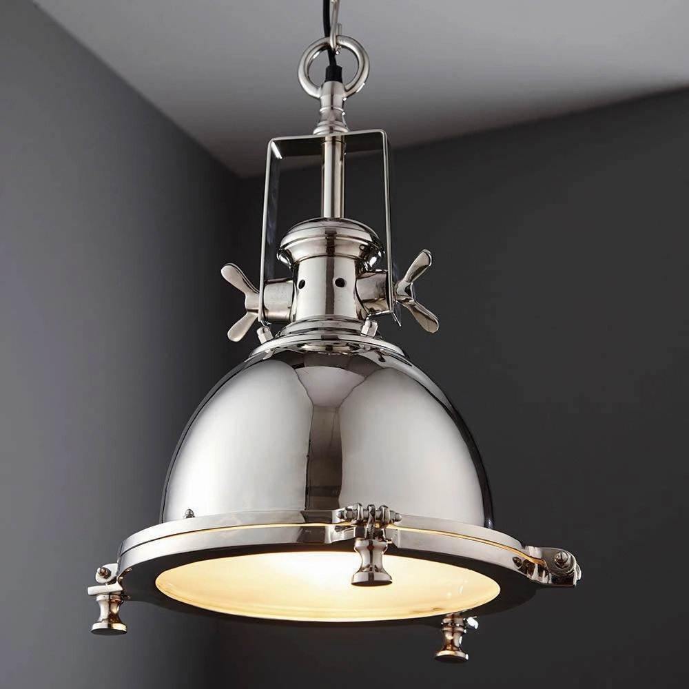 Endon Fenton 1 Light Polished Nickel Pendant Ceiling Light