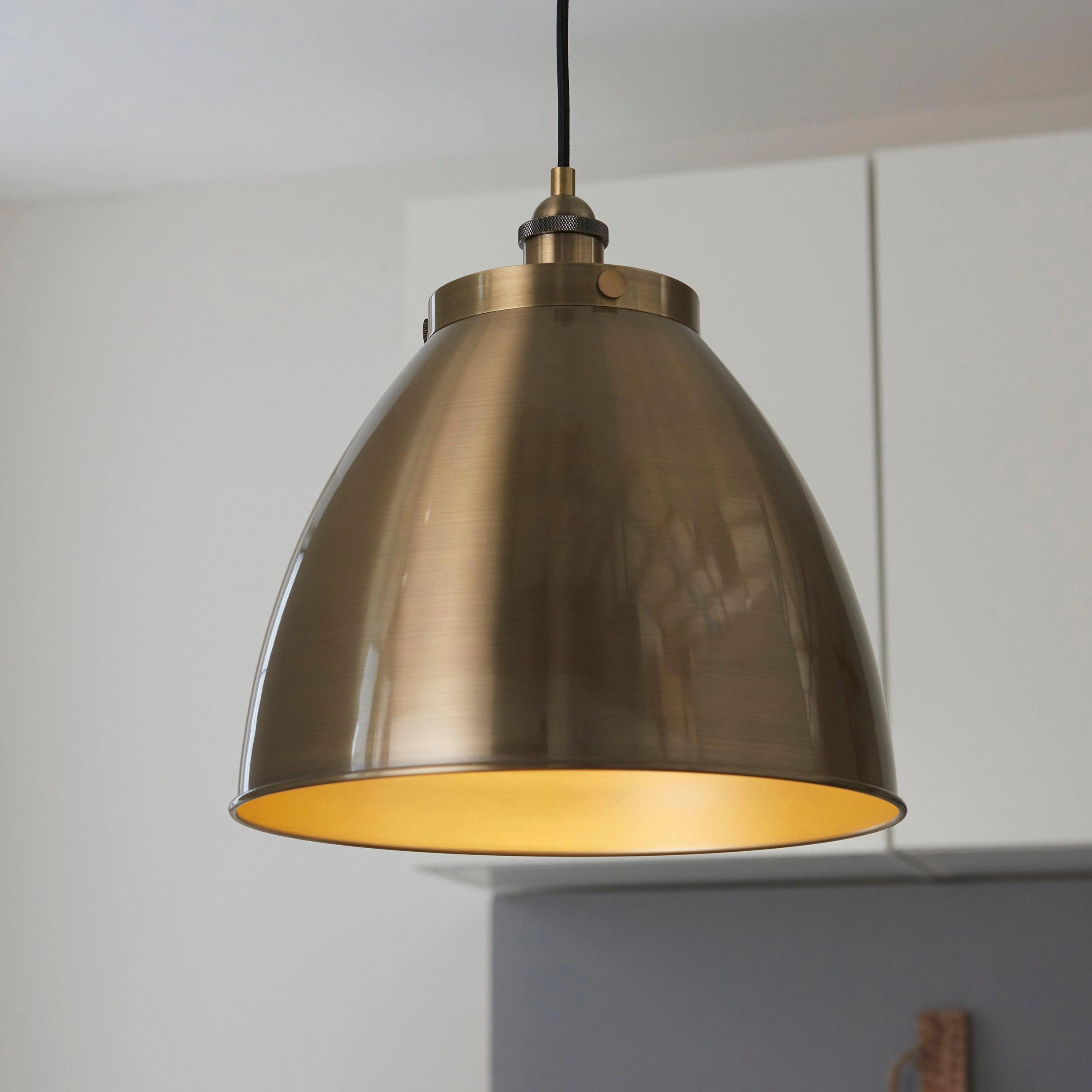 Endon Franklin 1 Light Antique Brass Large Ceiling Pendant