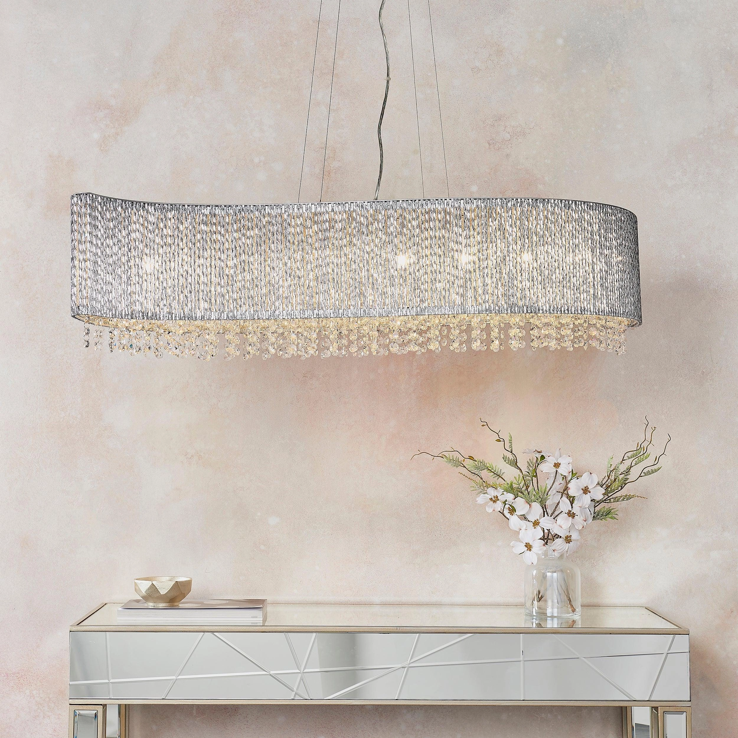 Endon Galina 8 Light Chrome Linear Ceiling Pendant