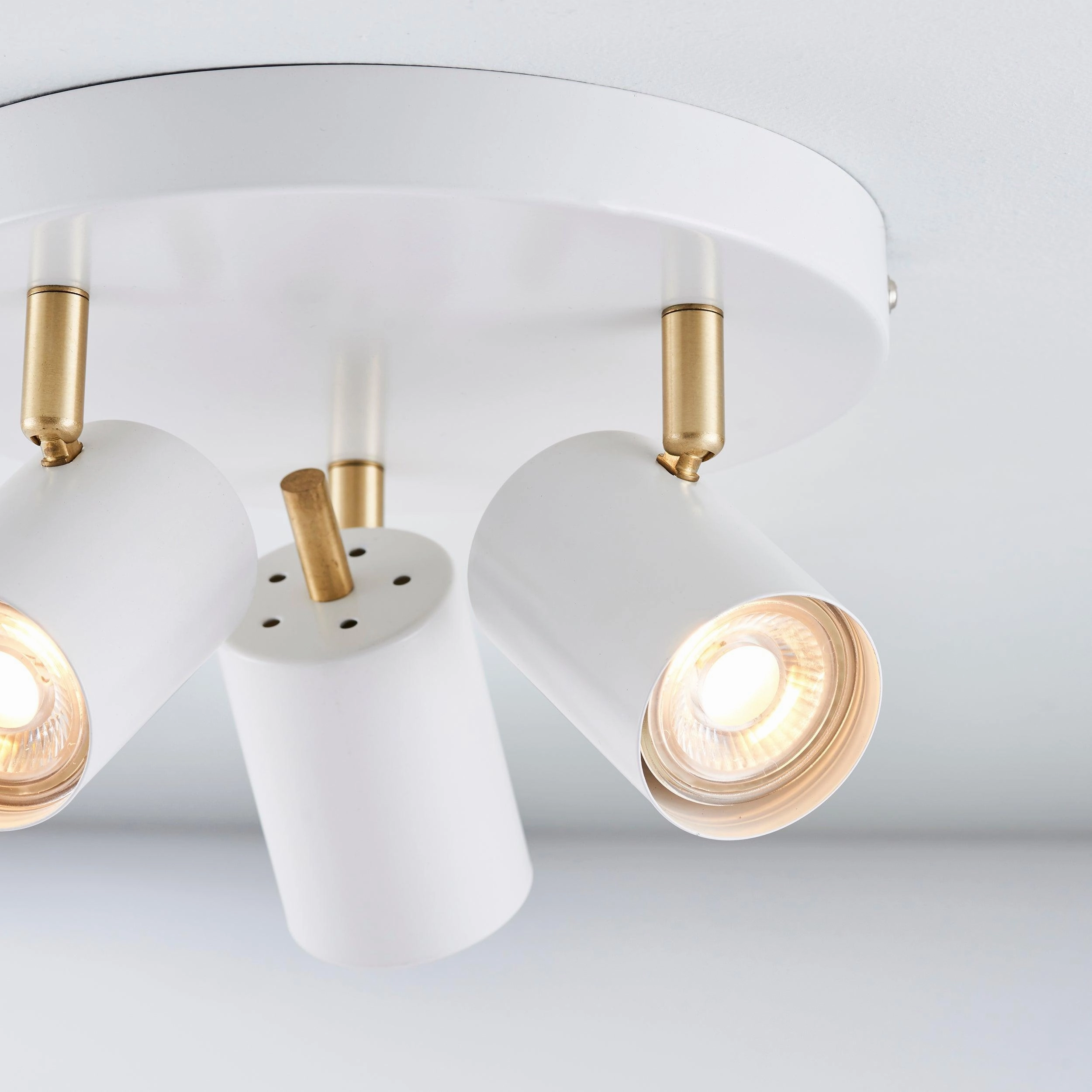 Endon Gull White & Brushed Brass 3 Light LED Spotlight