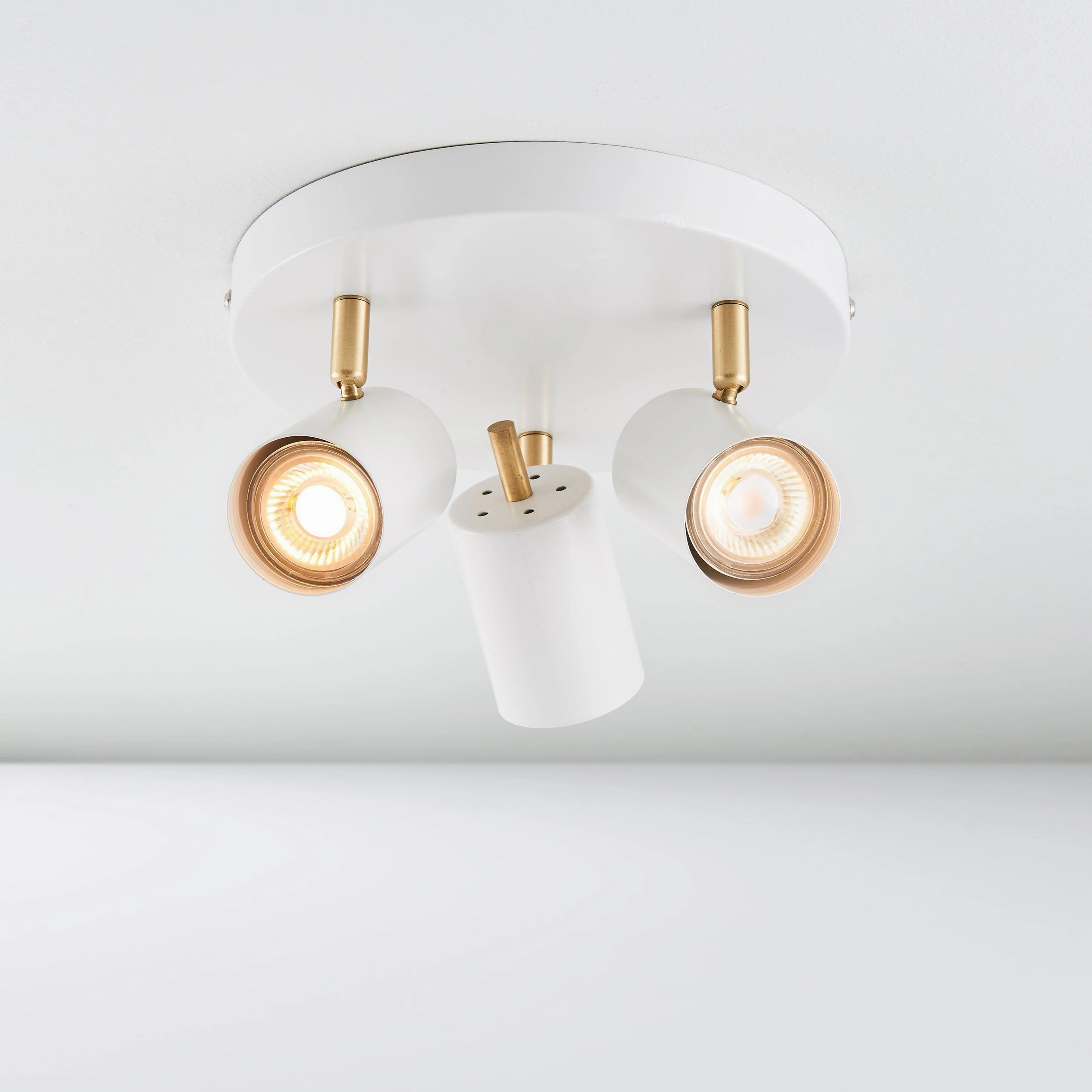 Endon Gull White & Brushed Brass 3 Light LED Spotlight