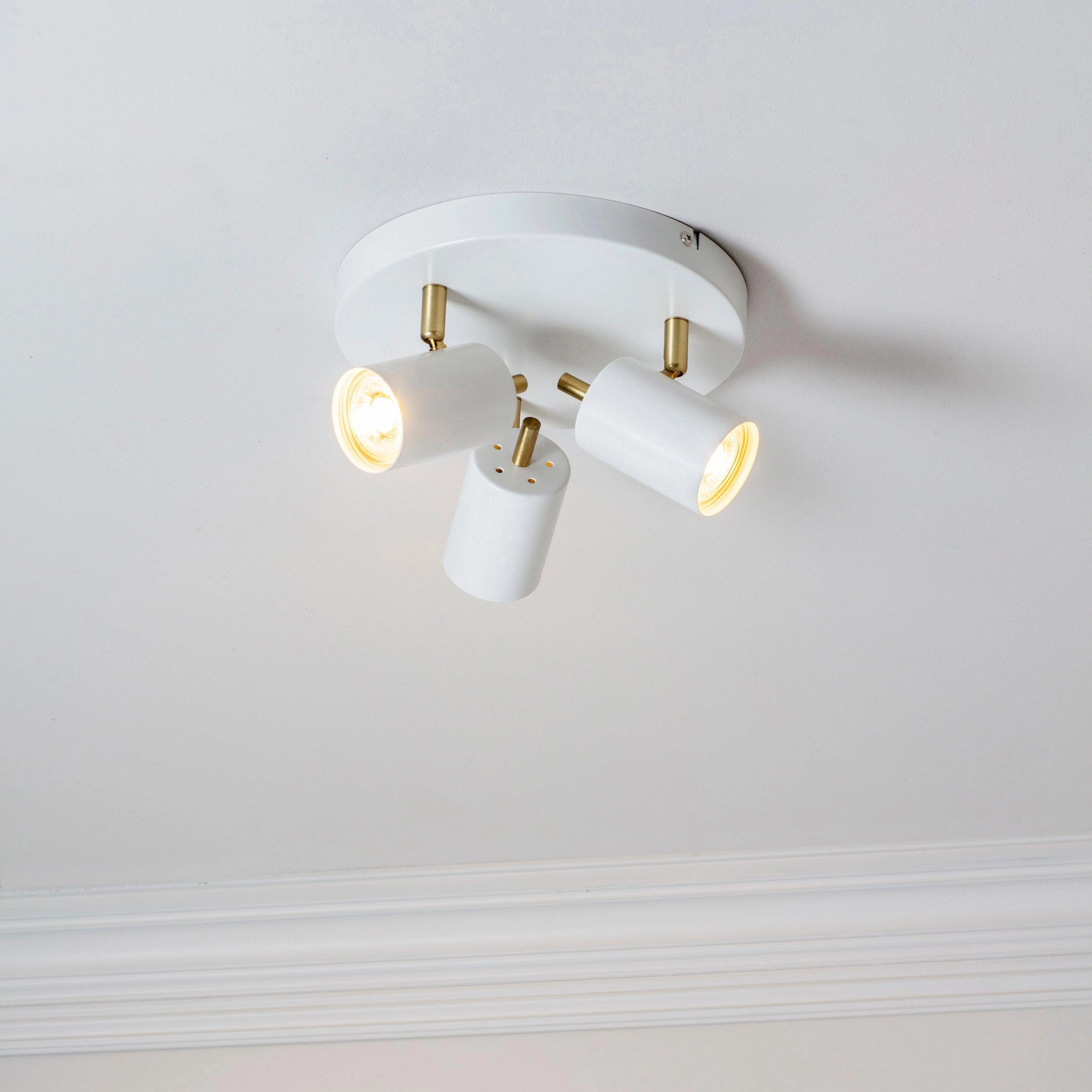 Endon Gull White & Brushed Brass 3 Light LED Spotlight