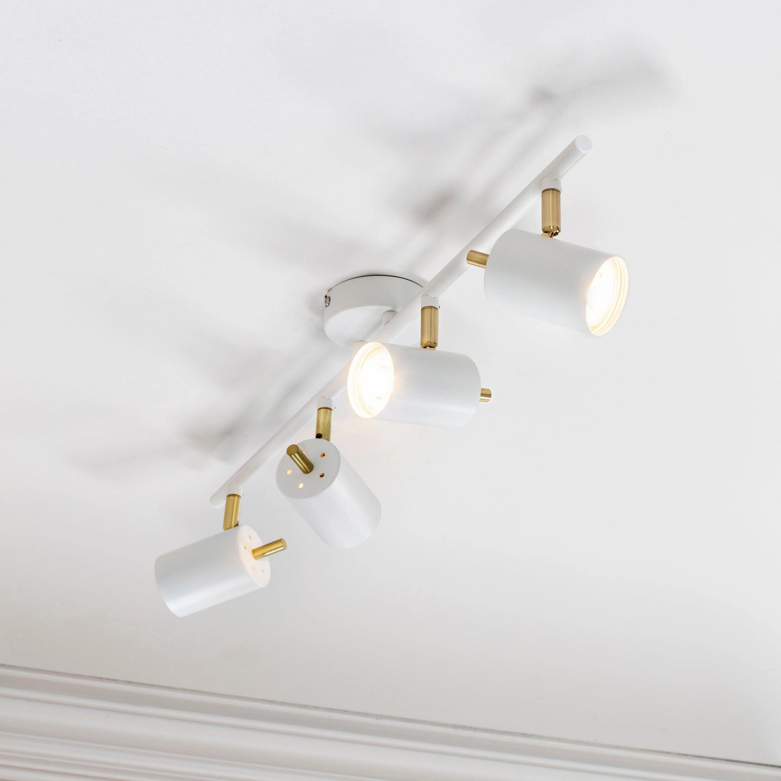 Endon Gull White & Brushed Brass 4 Light LED Spotlight