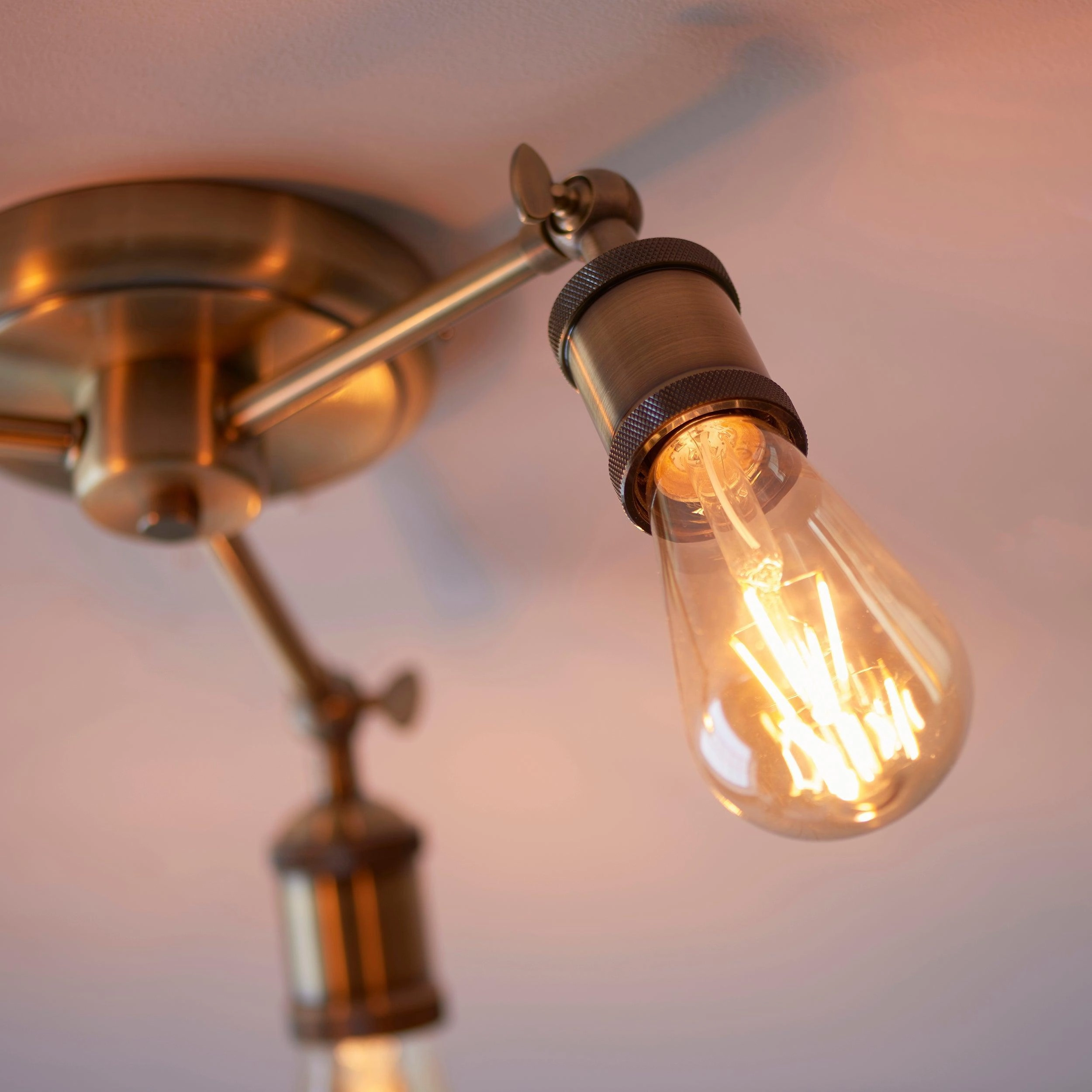Endon Hal 3 Light Brass Finish Semi Flush Ceiling Light