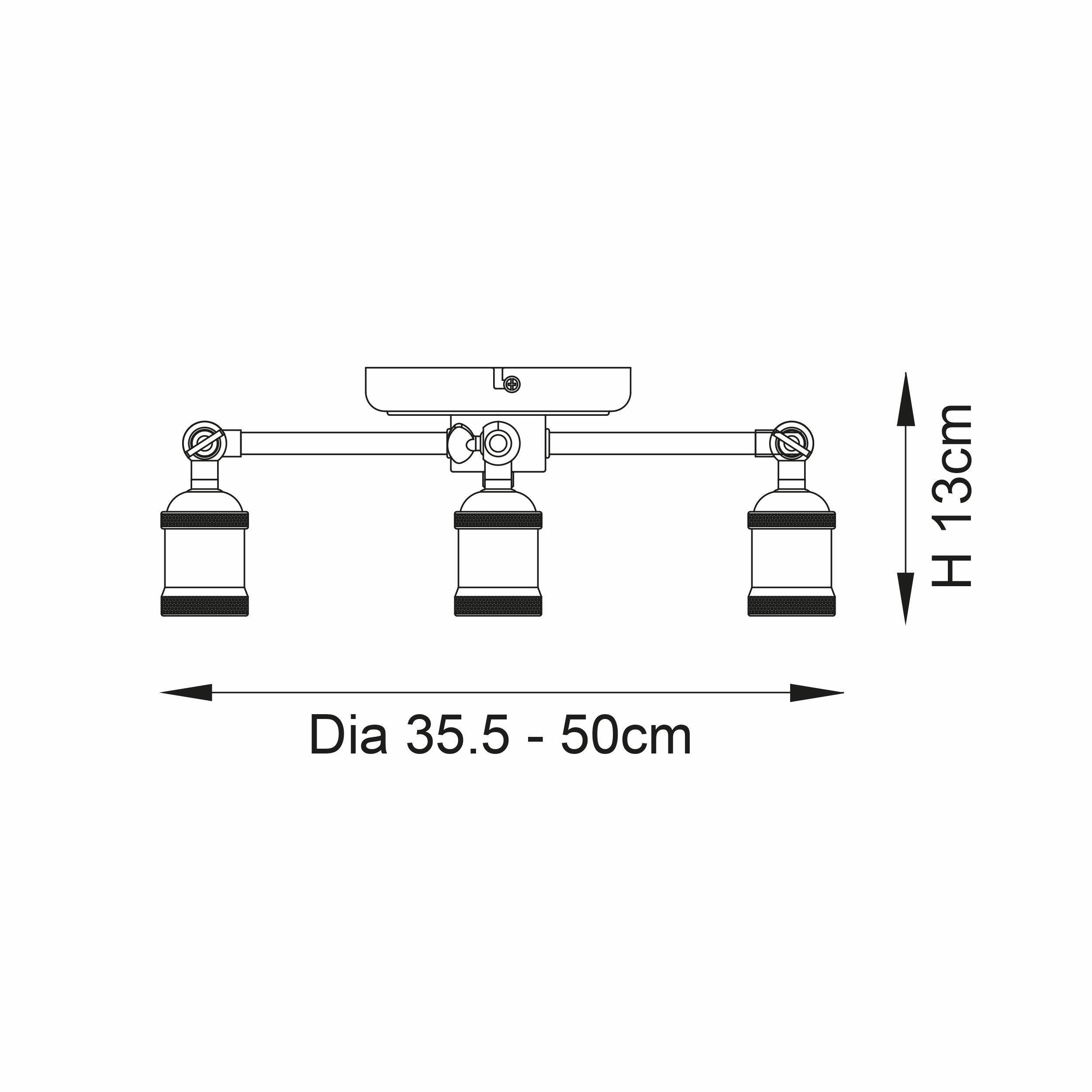 Endon Hal 3 Light Brass Finish Semi Flush Ceiling Light