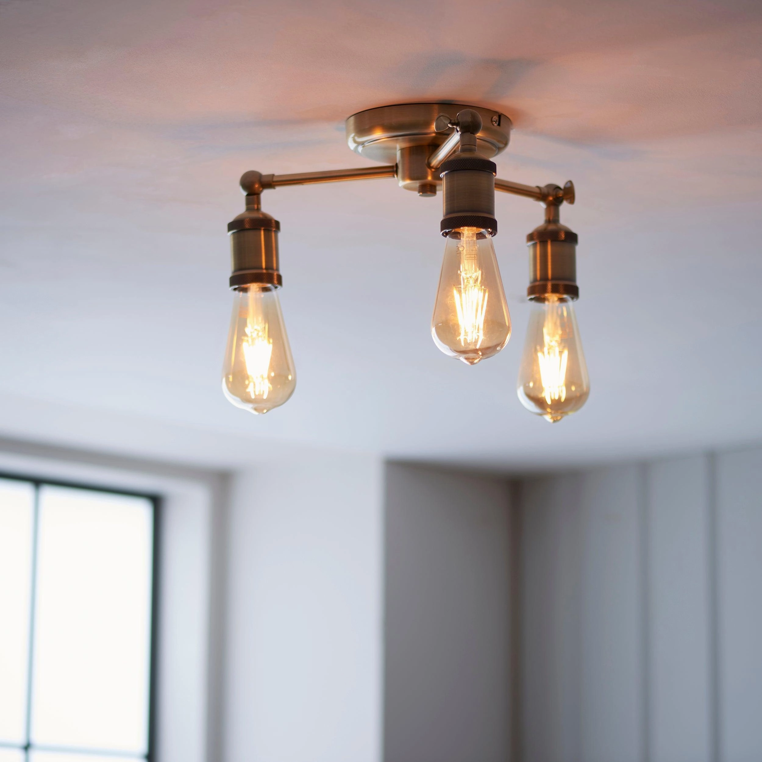 Endon Hal 3 Light Brass Finish Semi Flush Ceiling Light simple ceiling design light