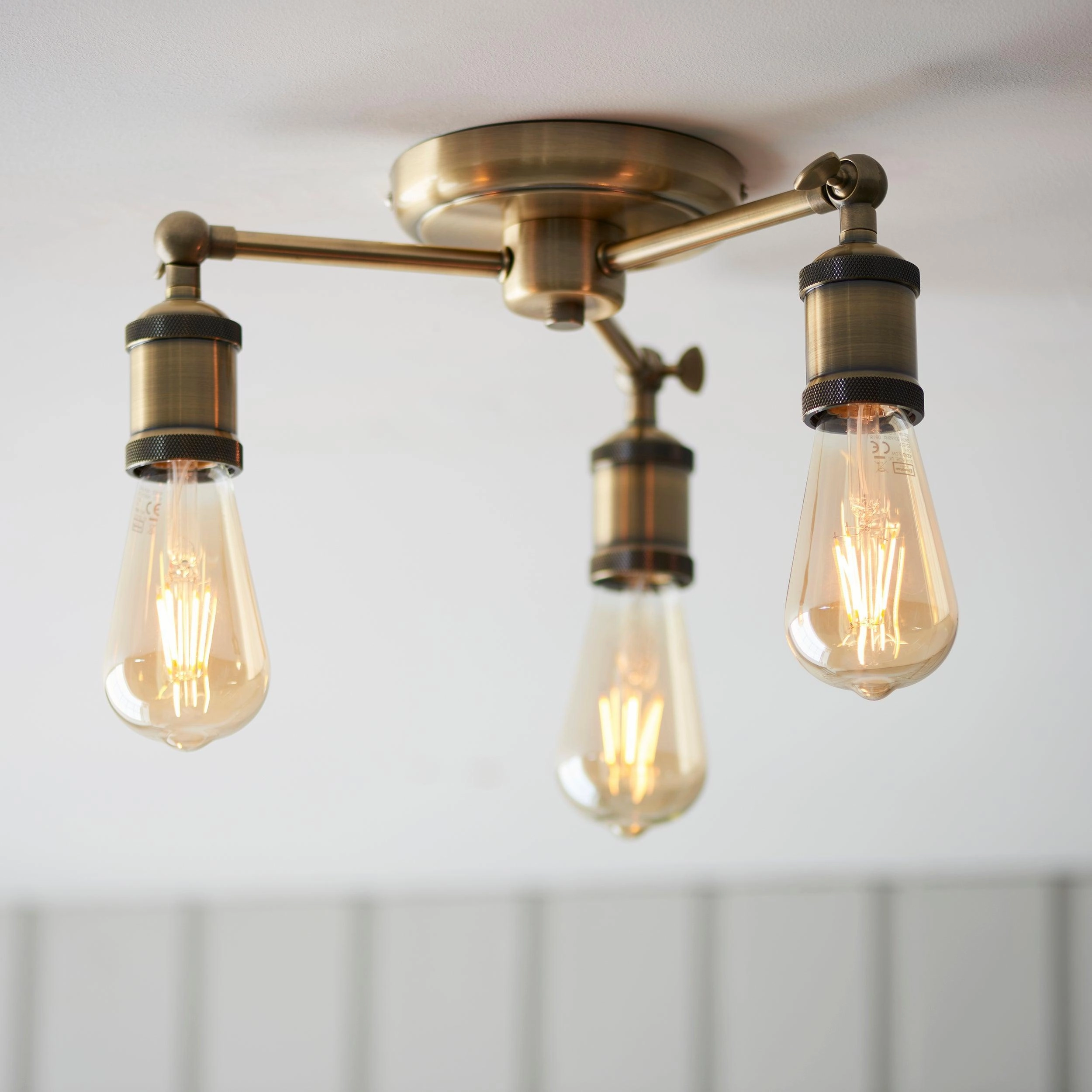 Endon Hal 3 Light Brass Finish Semi Flush Ceiling Light