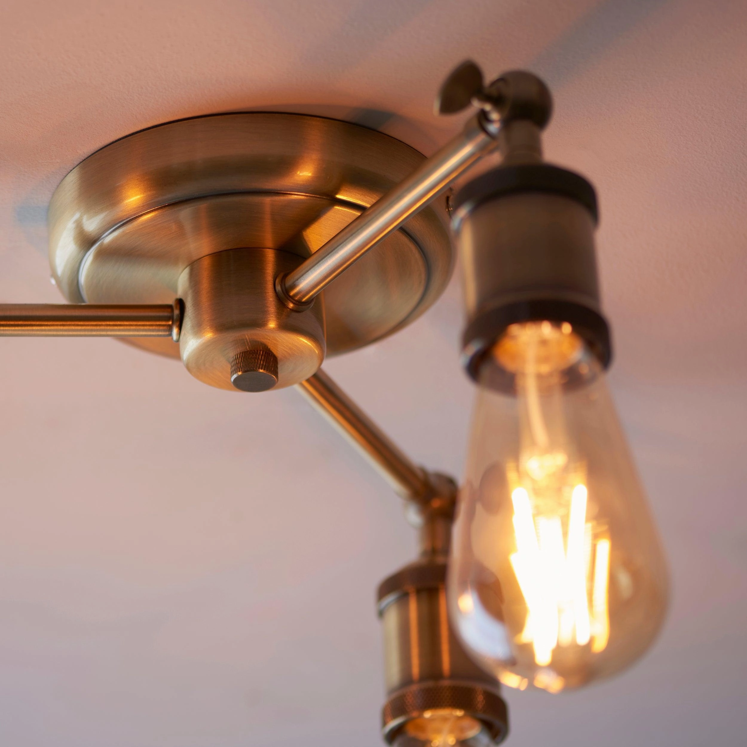 Endon Hal 3 Light Brass Finish Semi Flush Ceiling Light