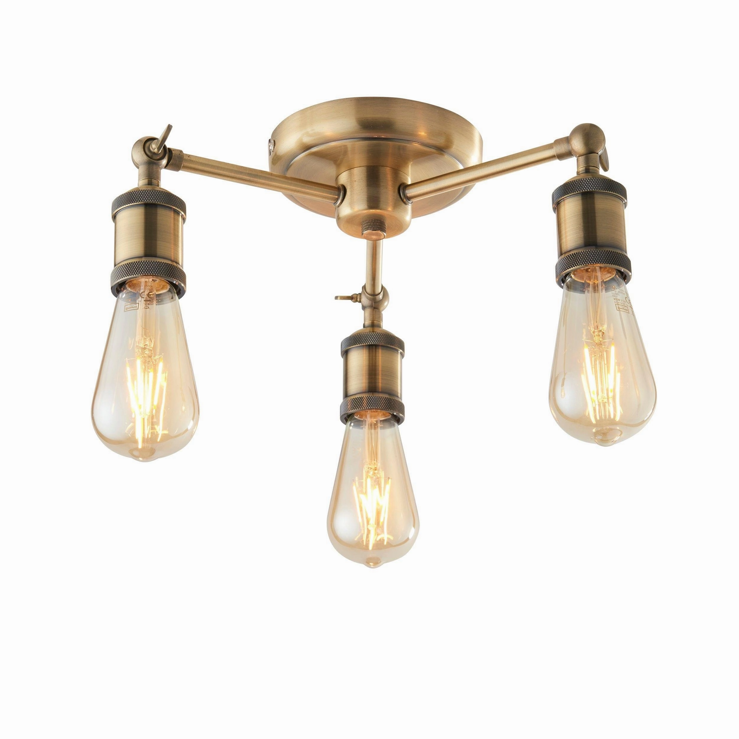Endon Hal 3 Light Brass Finish Semi Flush Ceiling Light