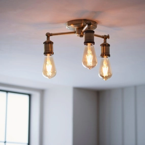 Endon Hal 3 Light Brass Finish Semi Flush Ceiling Light simple ceiling design light