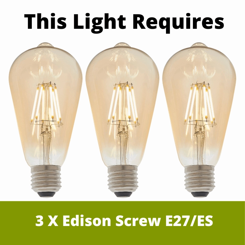 Endon Hal 3 Light Brass Finish Semi Flush Ceiling Light