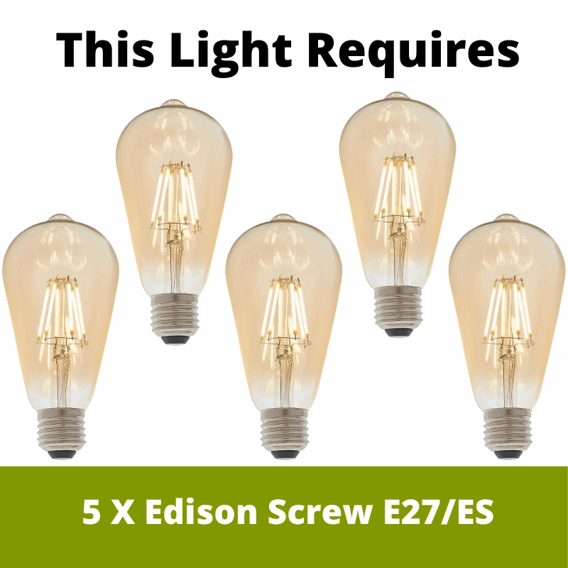 Endon Hal 5 Light Brass Finish Semi Flush Ceiling Light