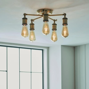 Endon Hal 5 Light Brass Finish Semi Flush Ceiling Light simple ceiling design light