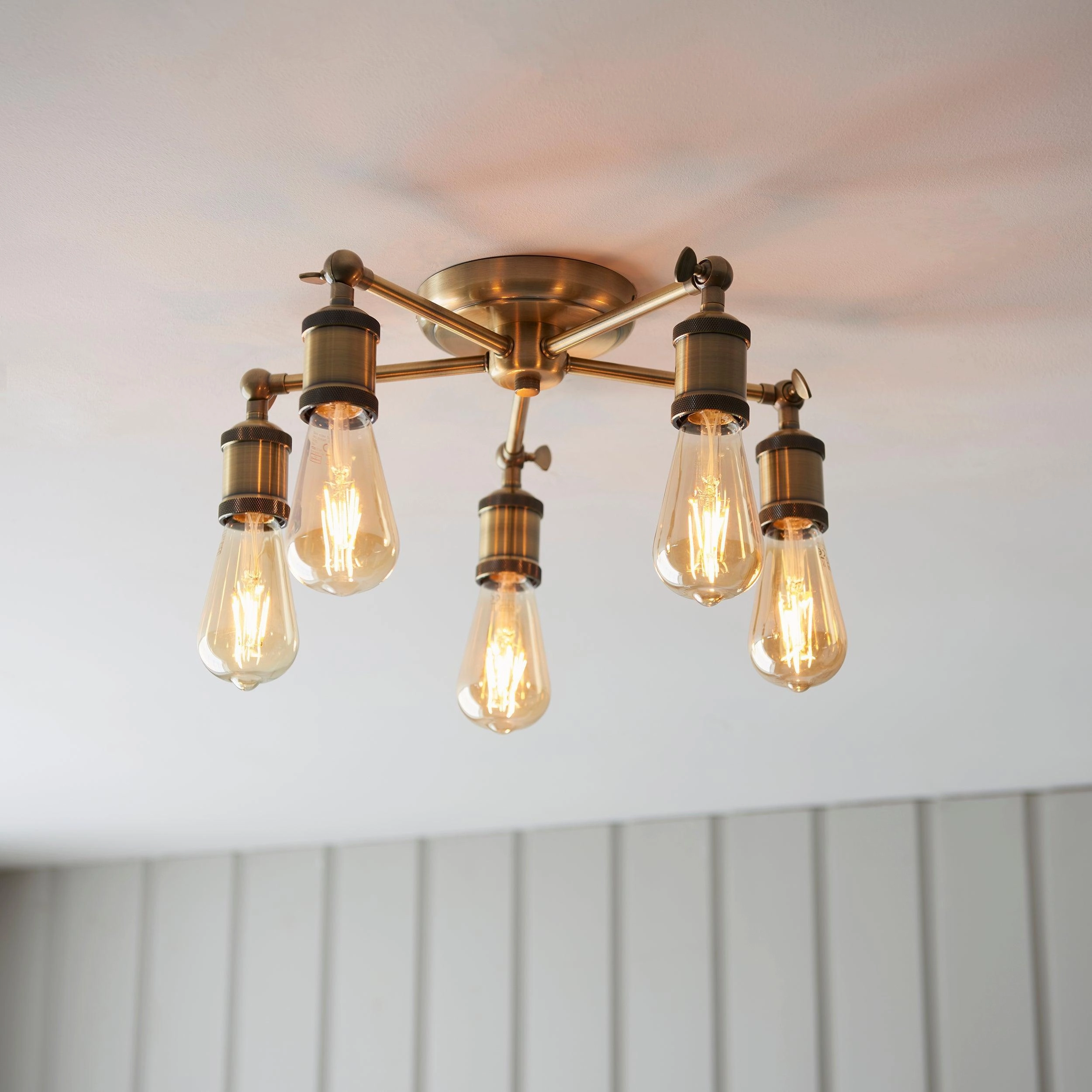 Endon Hal 5 Light Brass Finish Semi Flush Ceiling Light