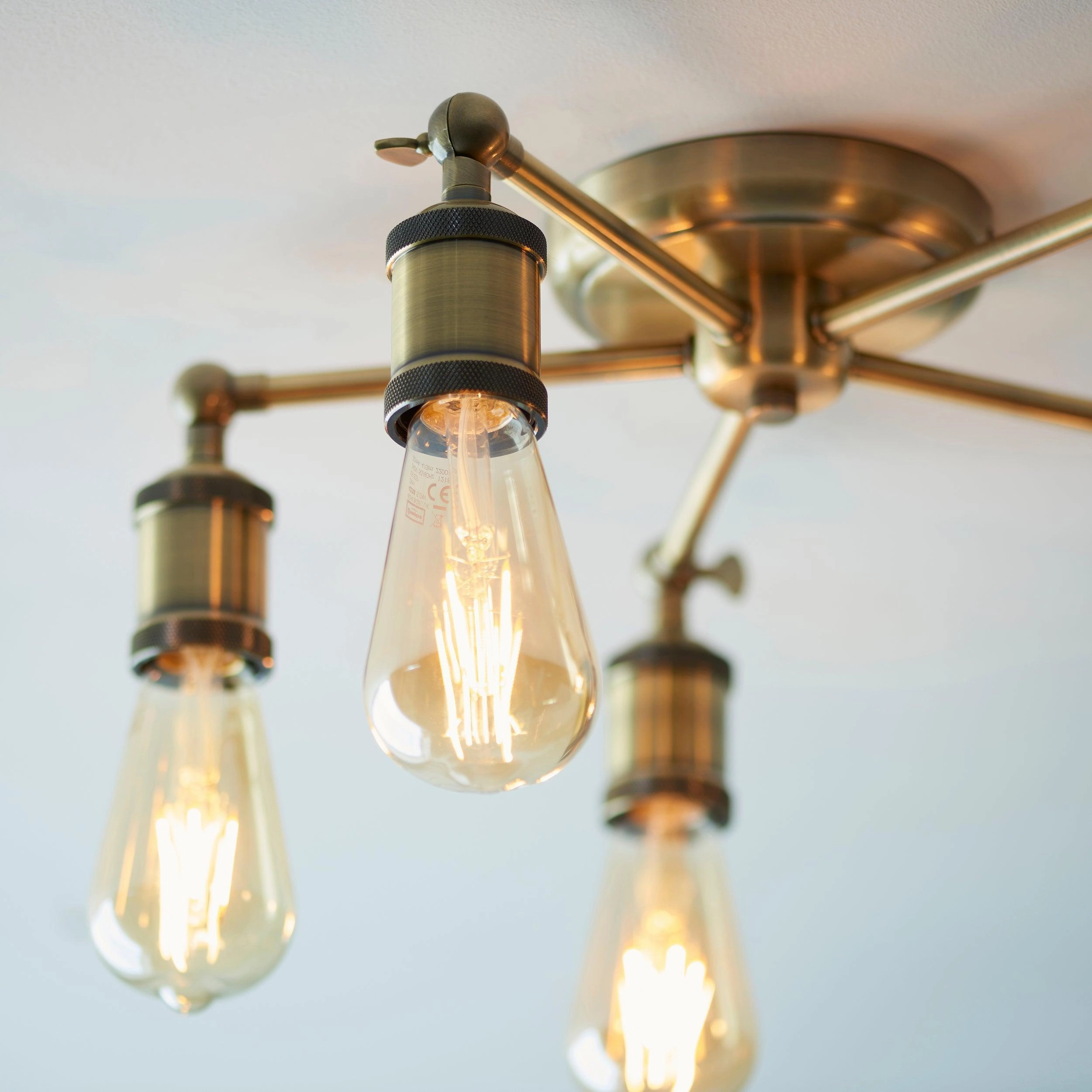 Endon Hal 5 Light Brass Finish Semi Flush Ceiling Light