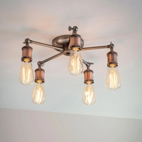 Endon Hal 5 Light Pewter & Copper Semi Flush Ceiling simple ceiling design light