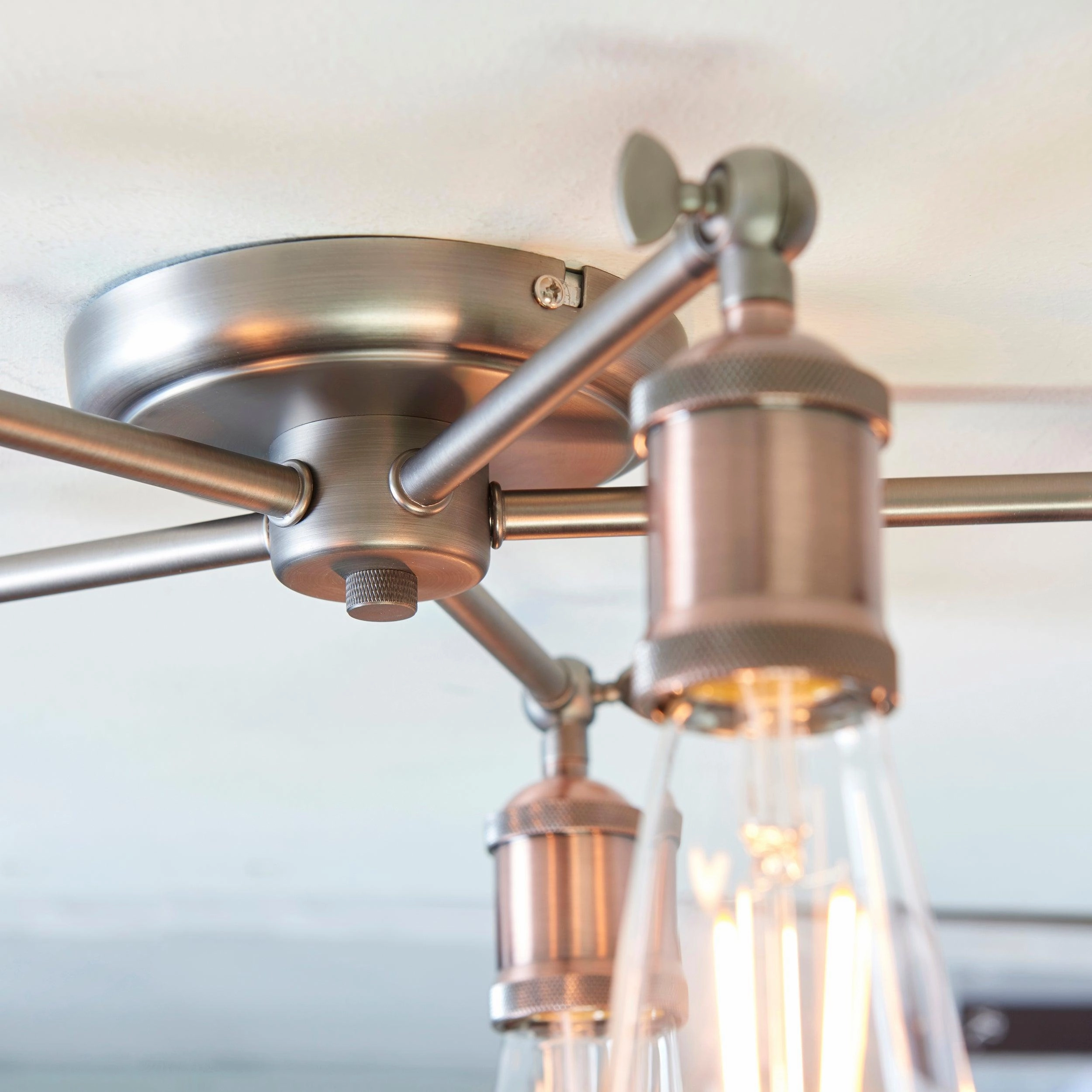 Endon Hal 5 Light Pewter & Copper Semi Flush Ceiling