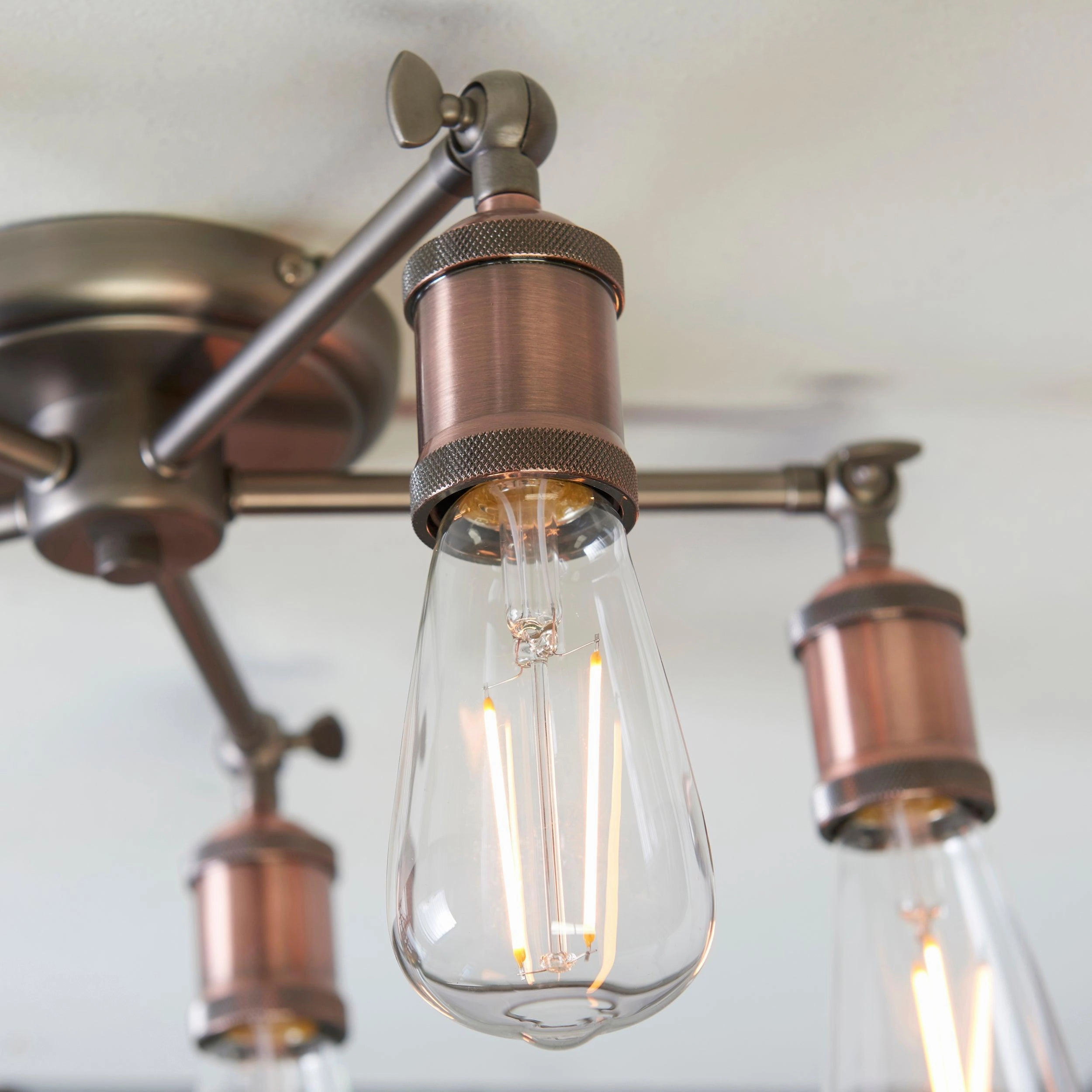 Endon Hal 5 Light Pewter & Copper Semi Flush Ceiling