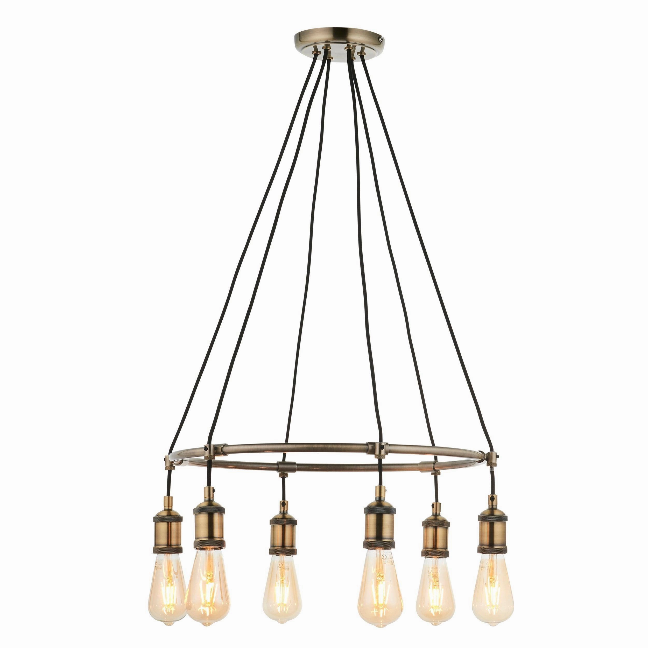 Endon Hal 6 Light Antique Brass Pendant Ceiling Light simple ceiling design light