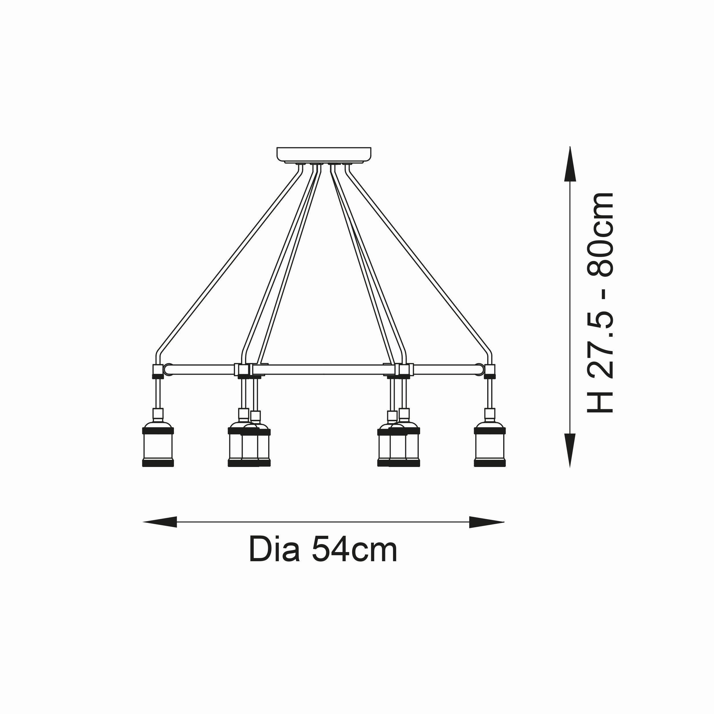 Endon Hal 6 Light Antique Brass Pendant Ceiling Light