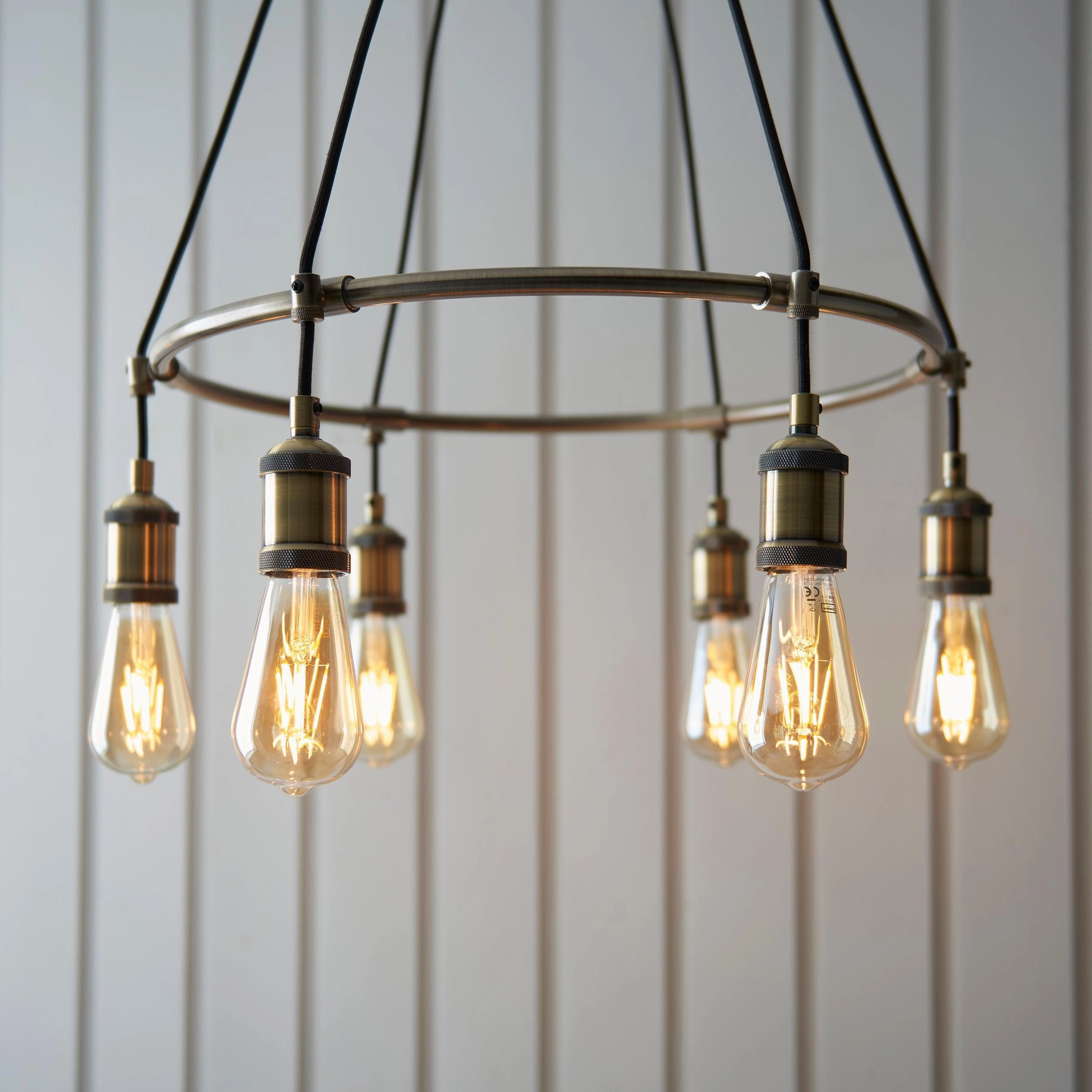 Endon Hal 6 Light Antique Brass Pendant Ceiling Light