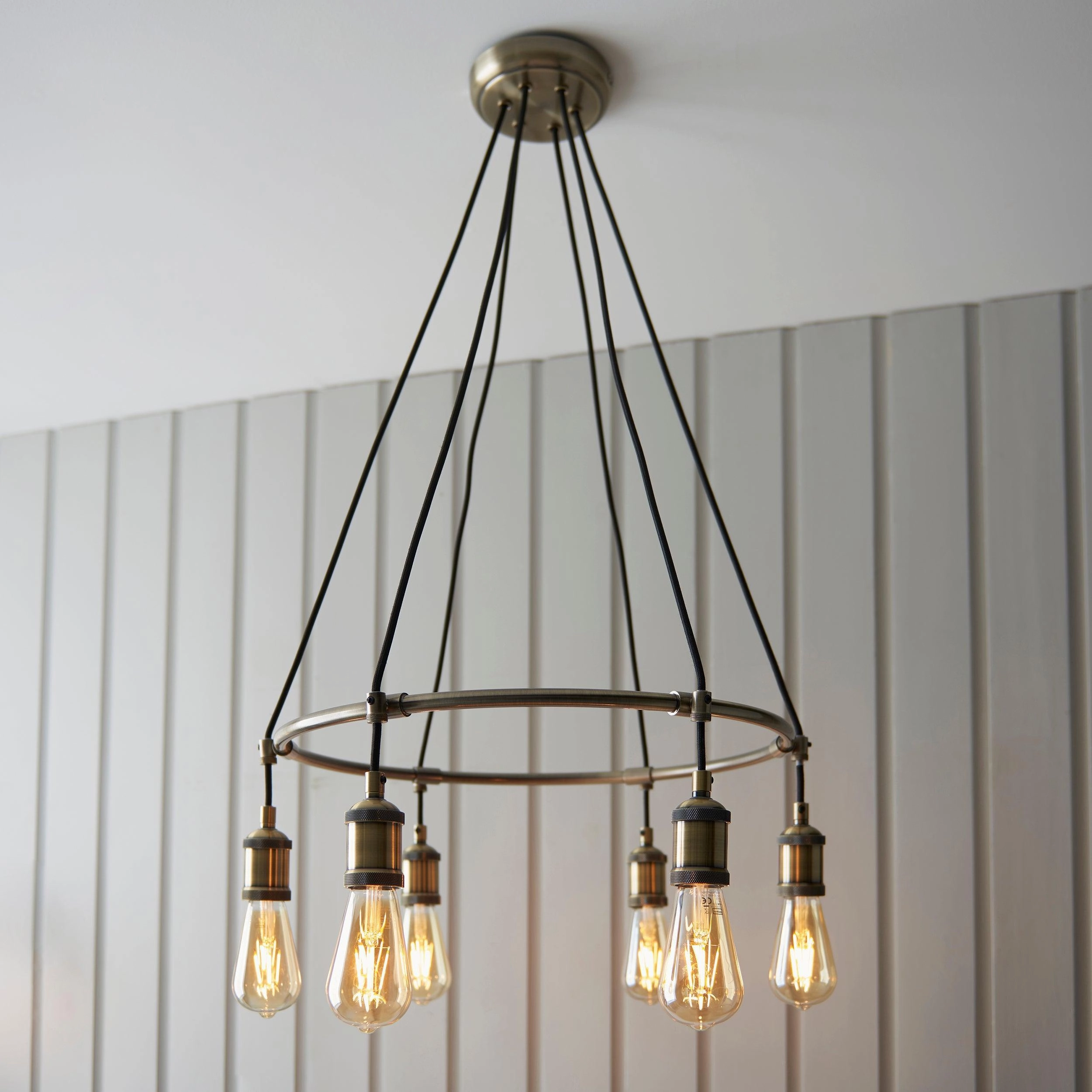 Endon Hal 6 Light Antique Brass Pendant Ceiling Light