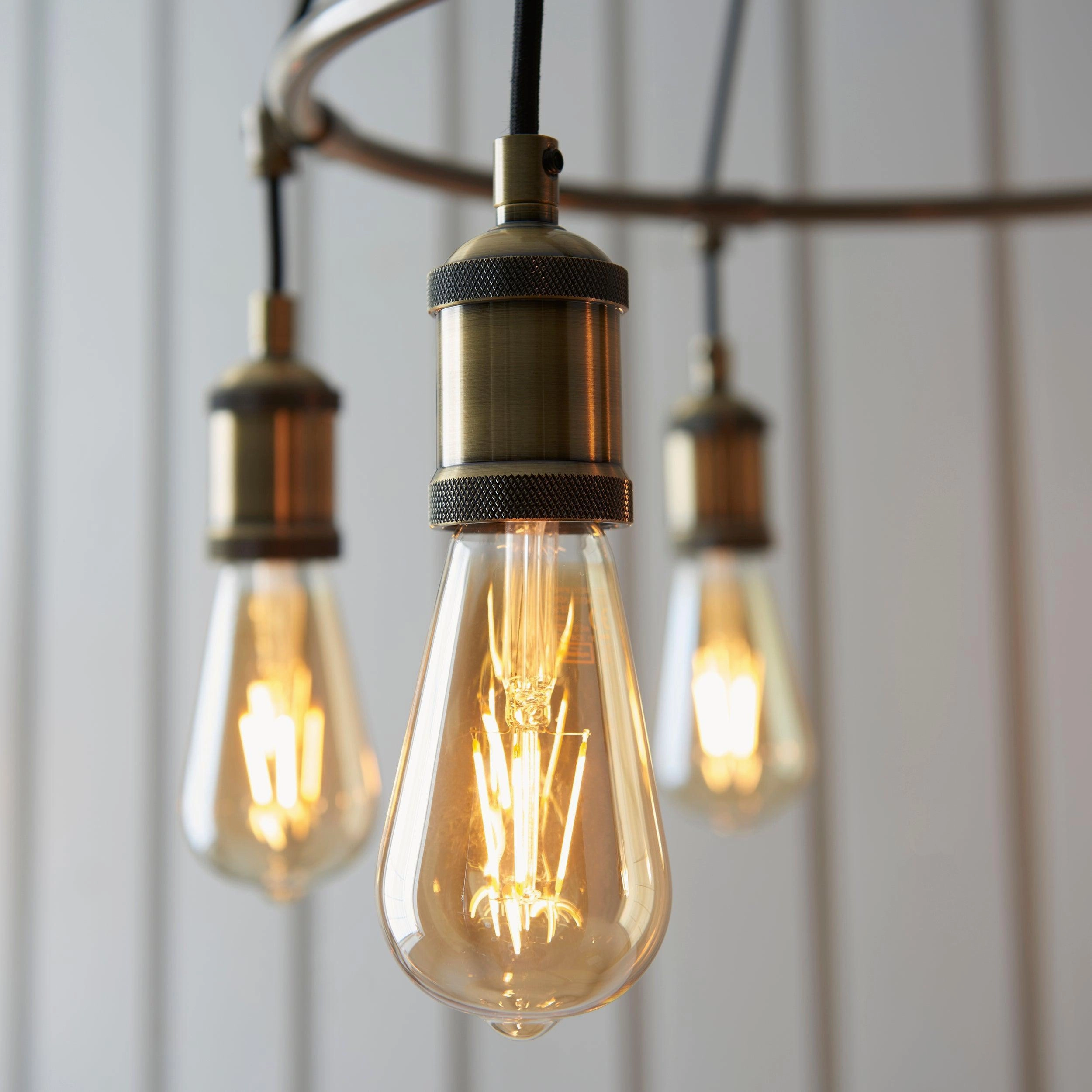 Endon Hal 6 Light Antique Brass Pendant Ceiling Light