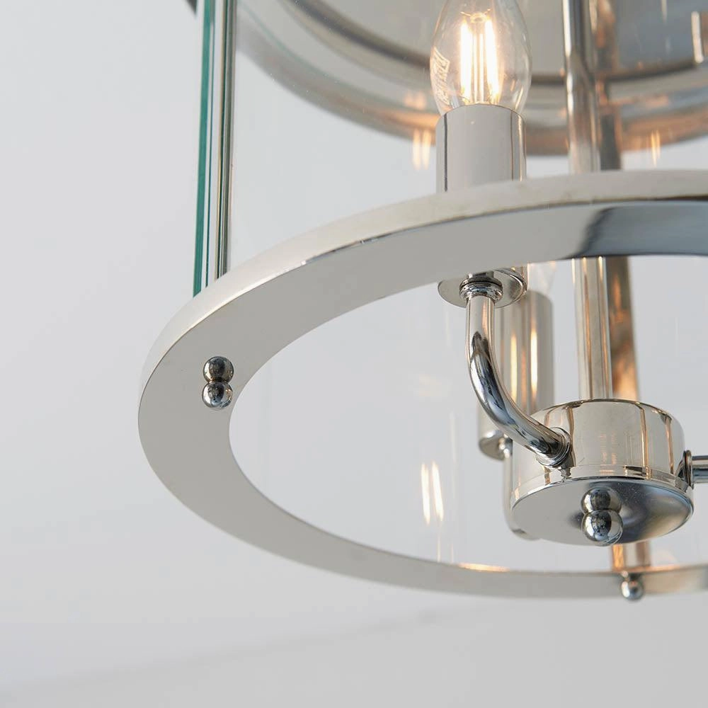Endon Hampworth 3 Light Flush Nickel Ceiling Light