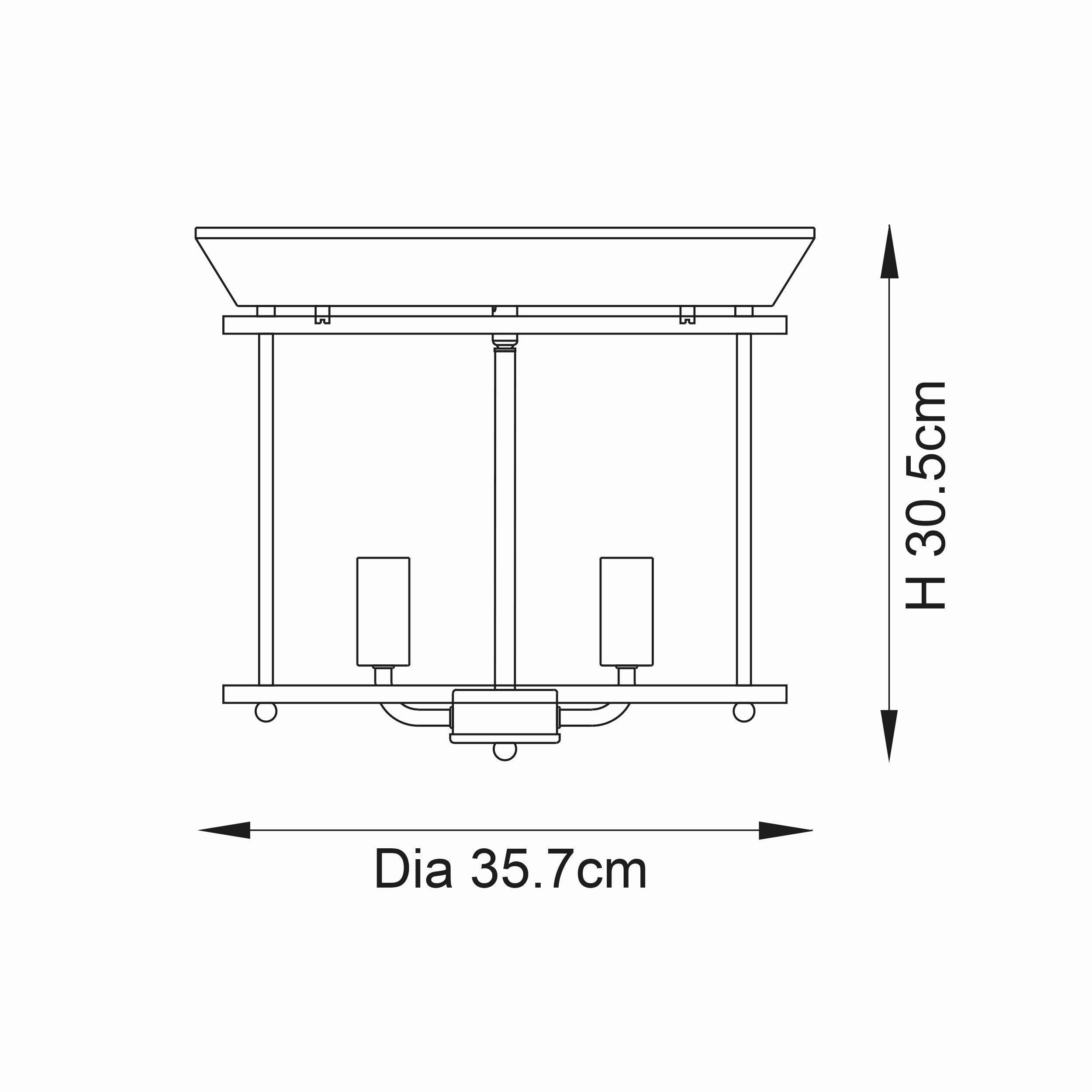 Endon Hampworth 3 Light Flush Nickel Ceiling Light