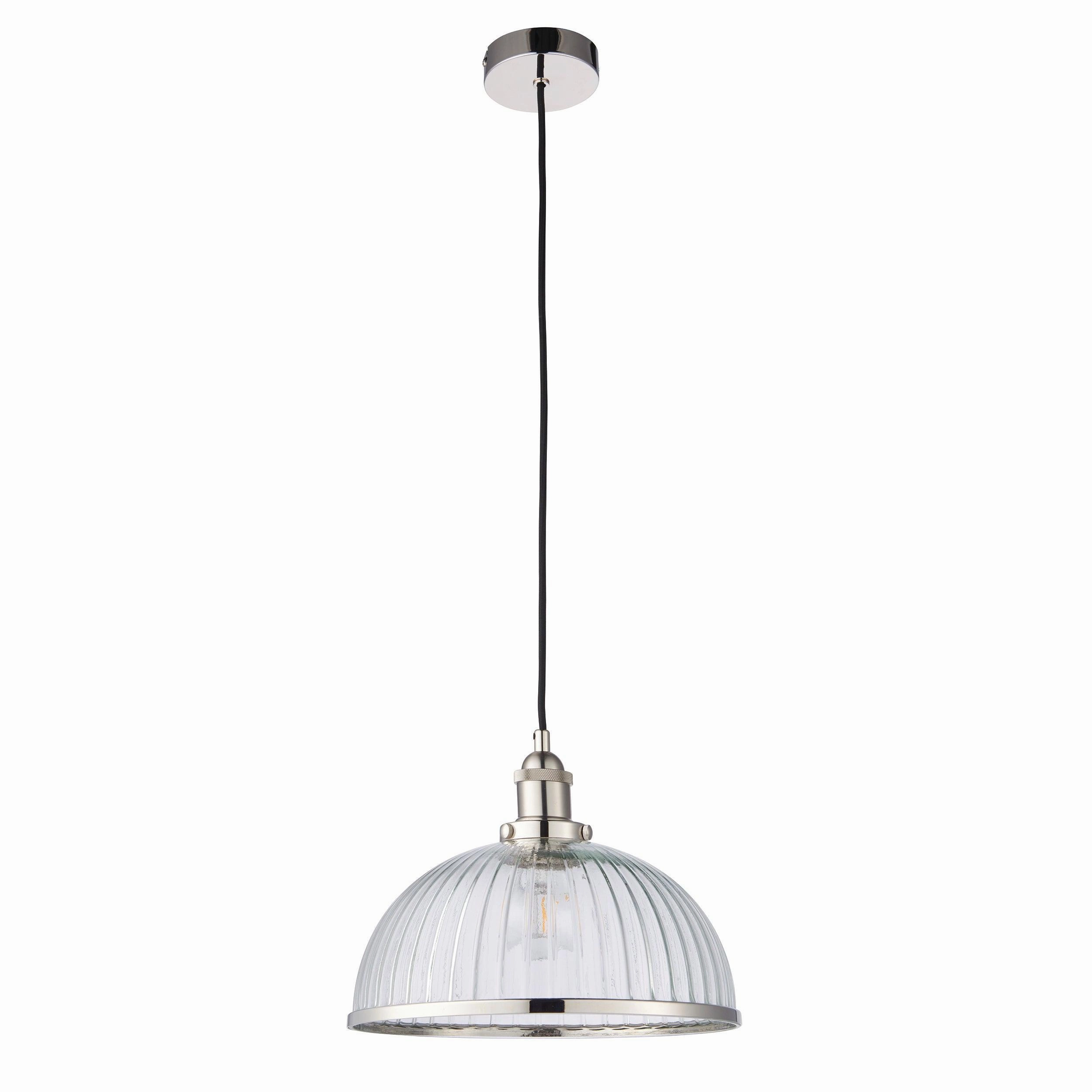 Endon Hansen 1 Light Nickel Ceiling Pendant Light