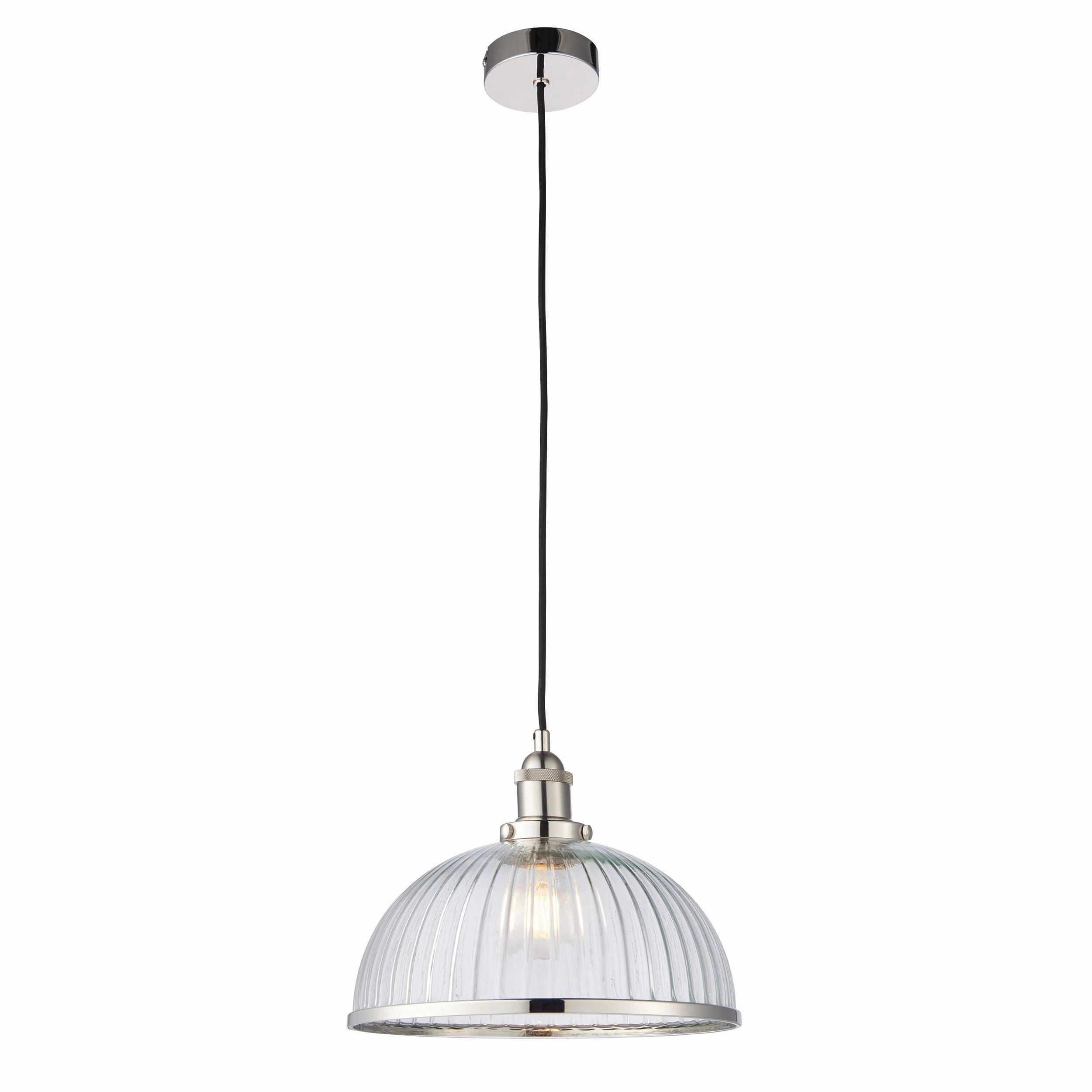 Endon Hansen 1 Light Nickel Ceiling Pendant Light