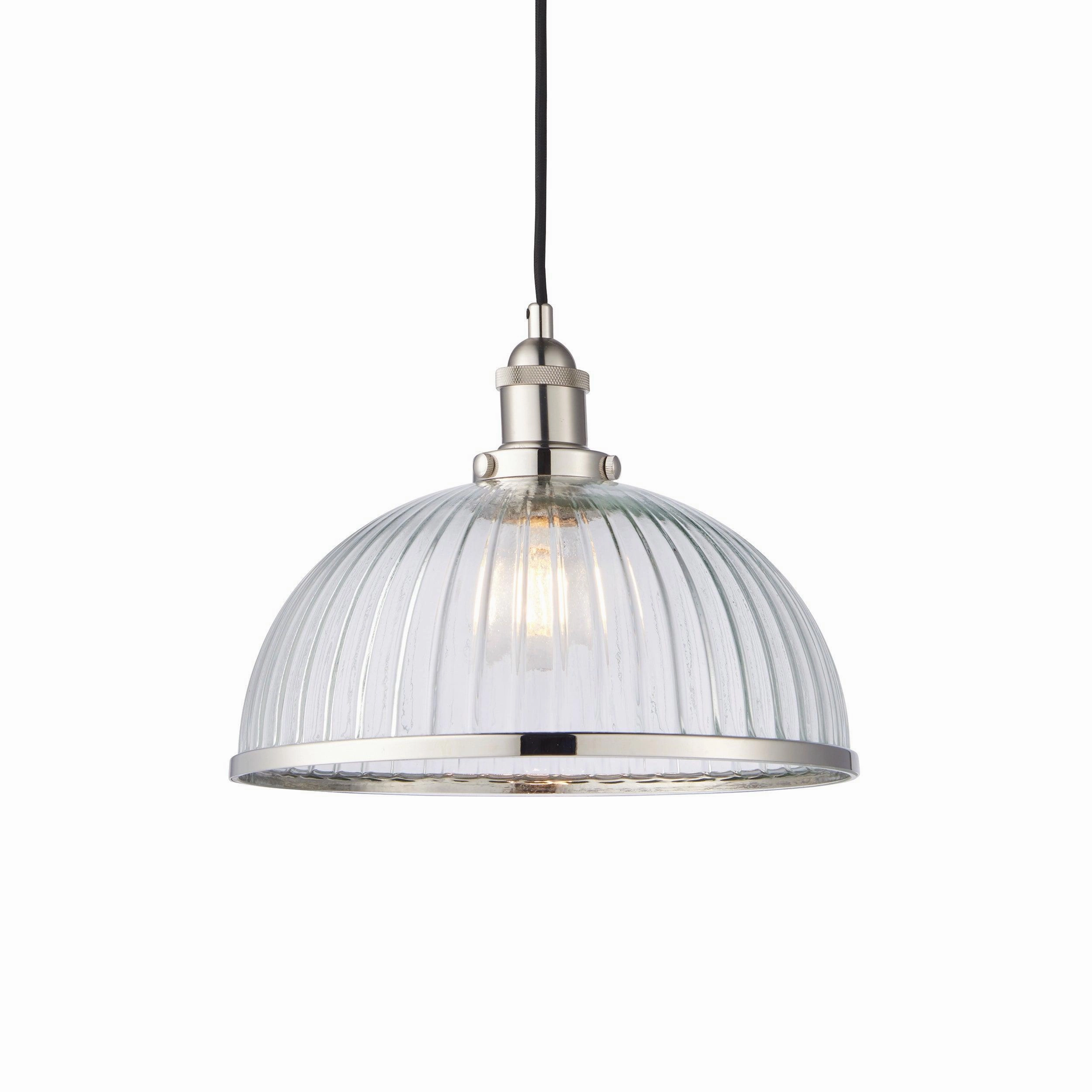 Endon Hansen 1 Light Nickel Ceiling Pendant Light