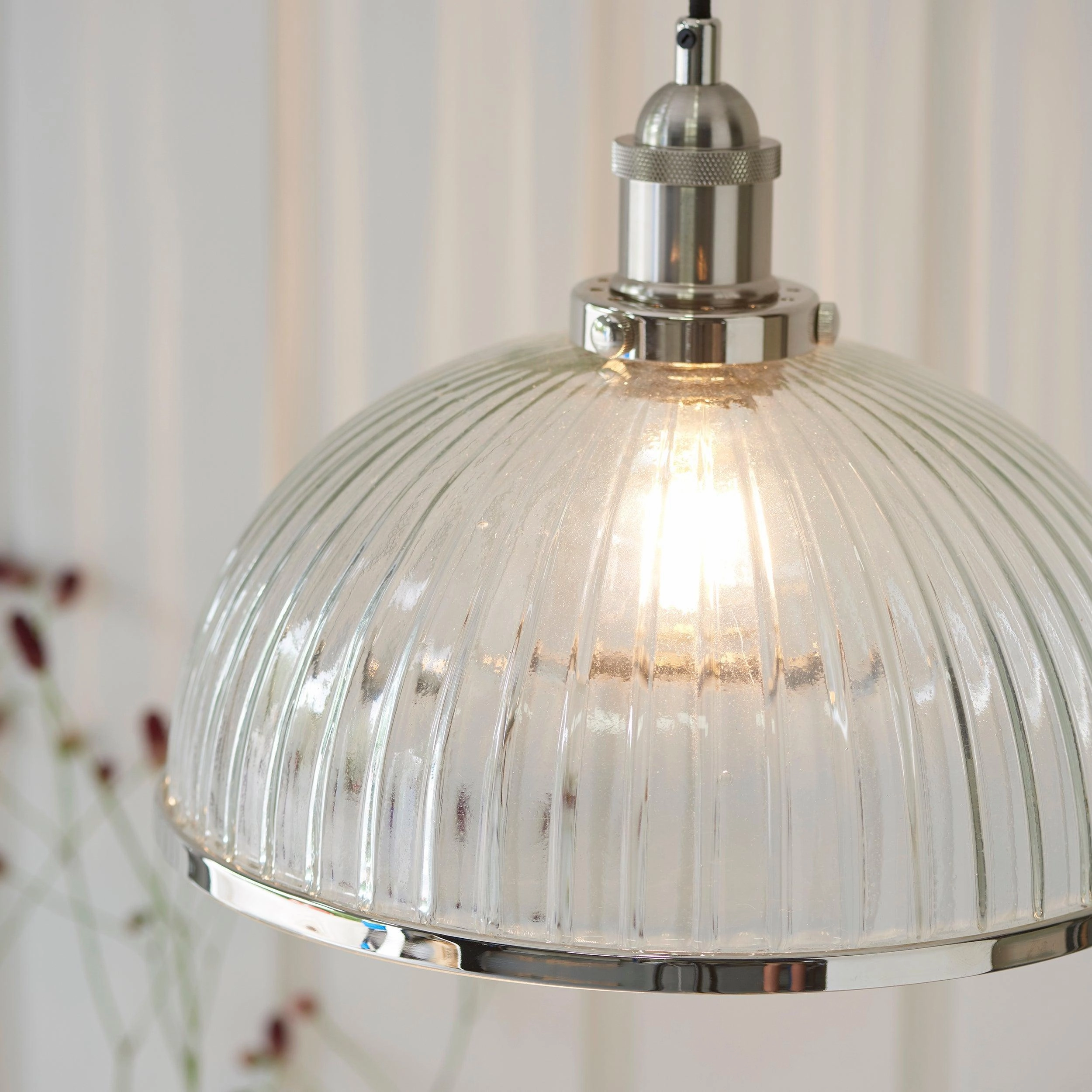 Endon Hansen 1 Light Nickel Ceiling Pendant Light