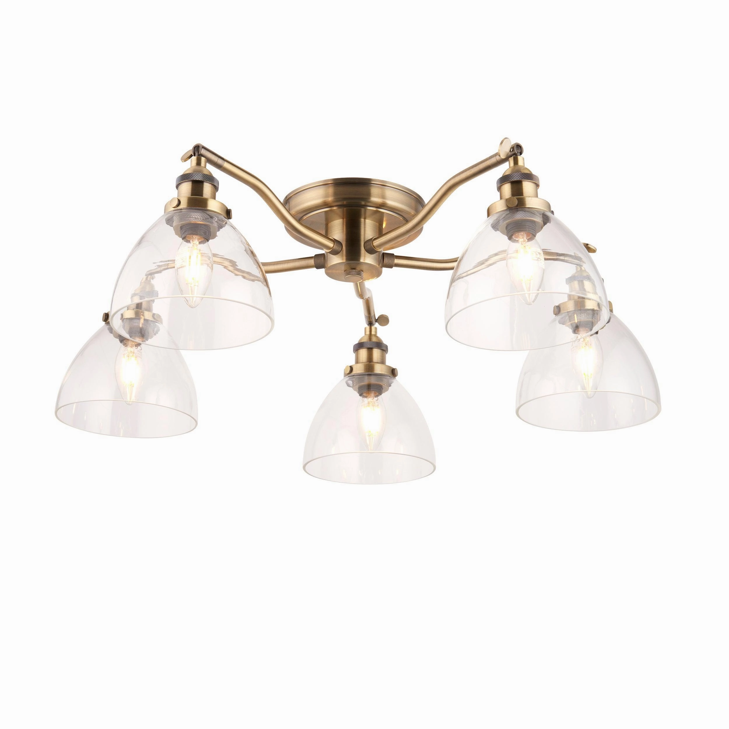 Endon Hansen 5 Light Brass Semi-Flush Ceiling Light