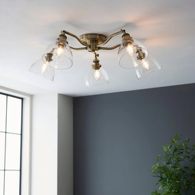 Endon Hansen 5 Light Brass Semi-Flush Ceiling Light simple ceiling design light