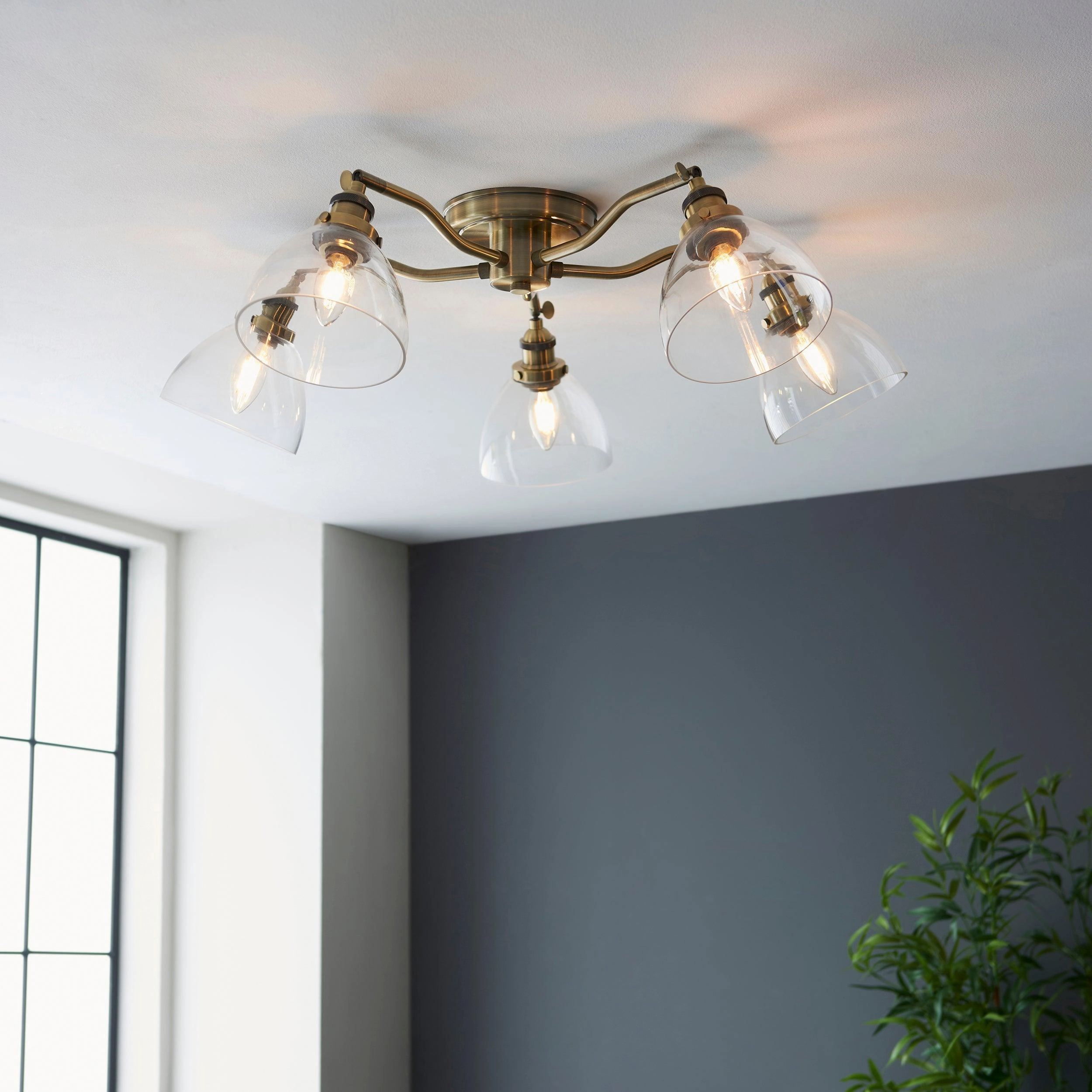 Endon Hansen 5 Light Brass Semi-Flush Ceiling Light simple ceiling design light