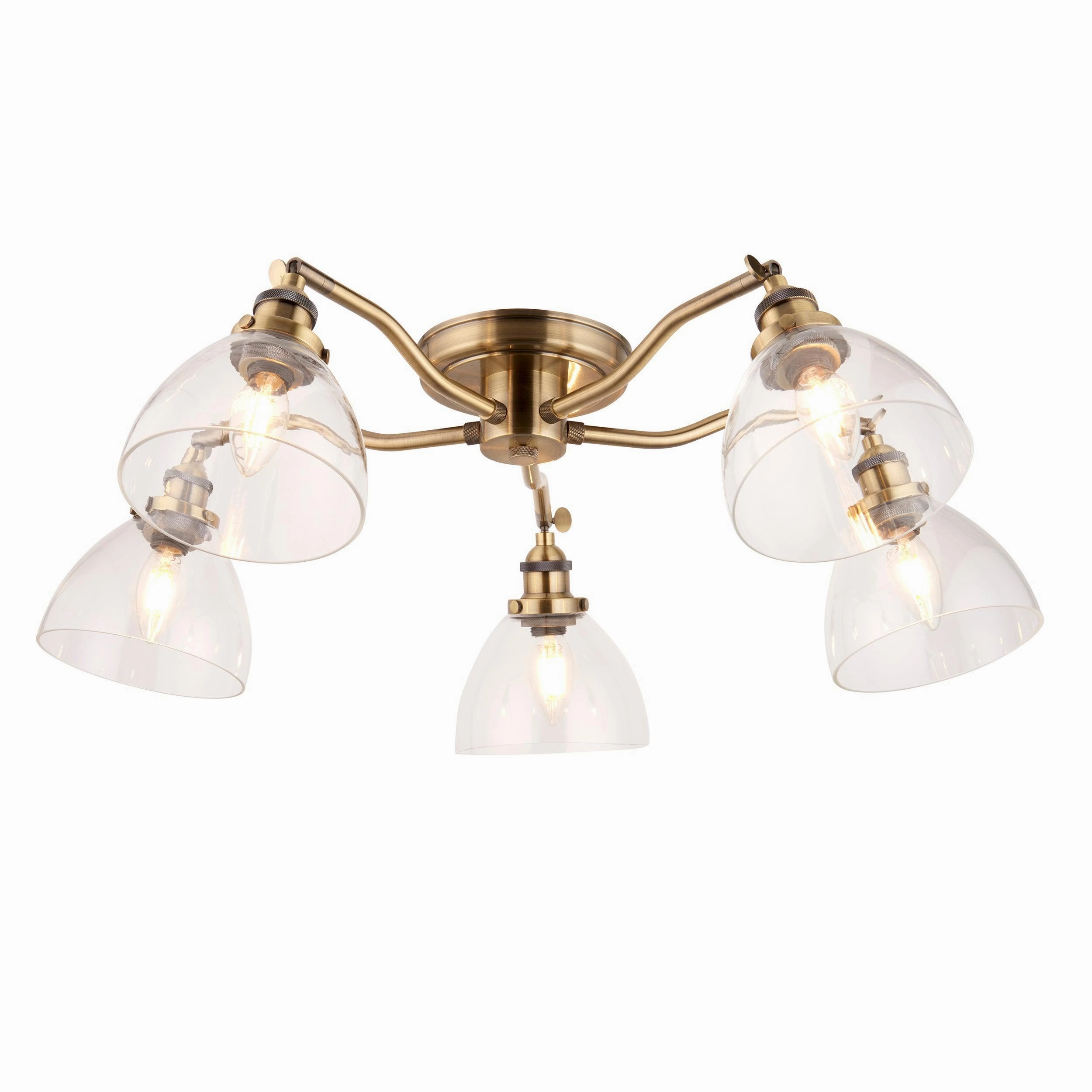 Endon Hansen 5 Light Brass Semi-Flush Ceiling Light