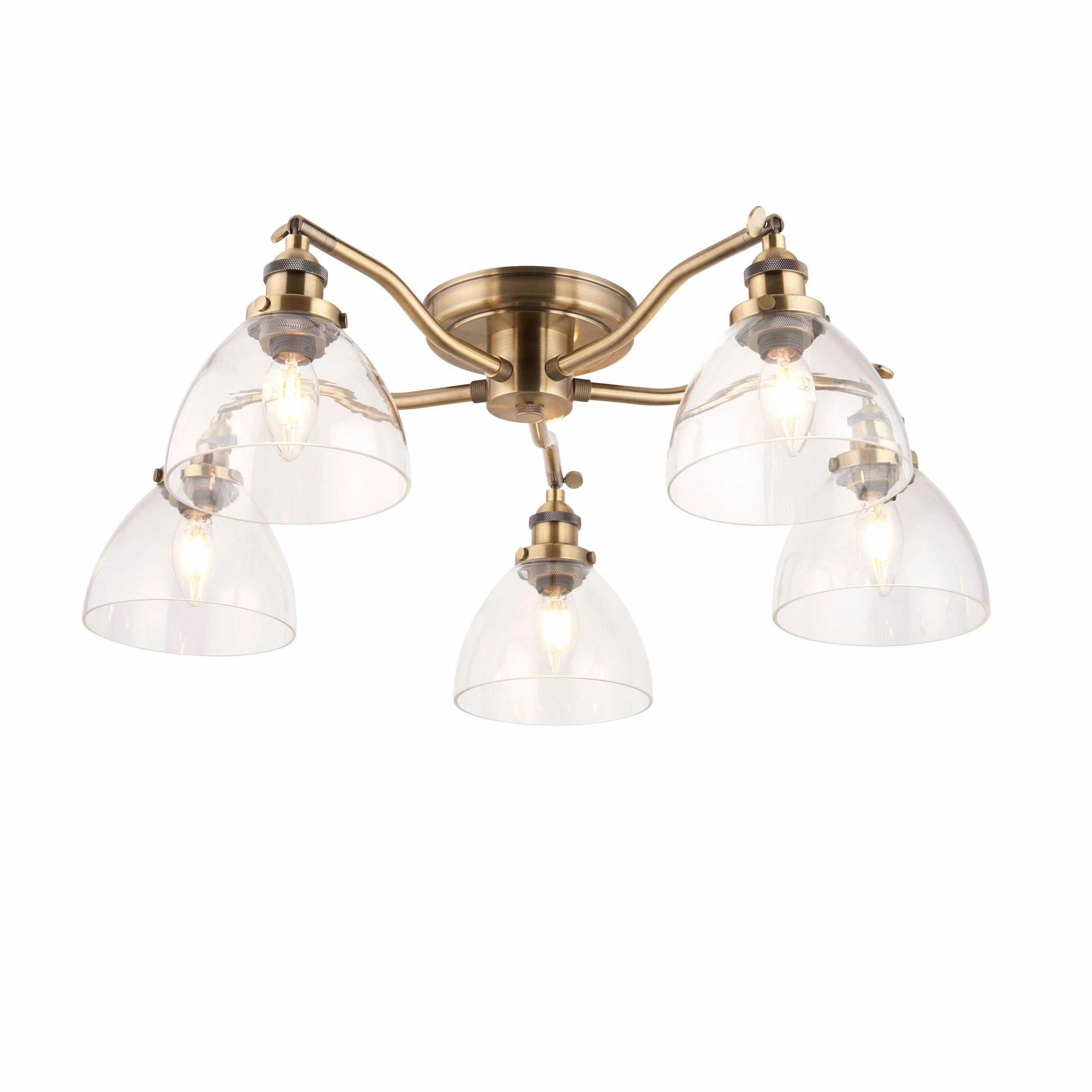 Endon Hansen 5 Light Brass Semi-Flush Ceiling Light