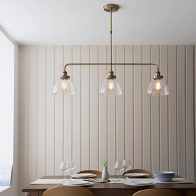 Endon Hansen Linear 3 Light Brass Pendant - Glass Shades simple ceiling design light