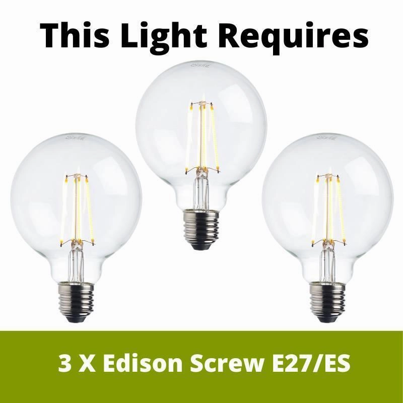 Endon Hansen Linear 3 Light Brass Pendant - Glass Shades