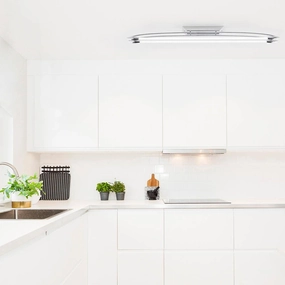 Endon Harper Chrome Finish LED Flush Ceiling Light - Large simple ceiling design light