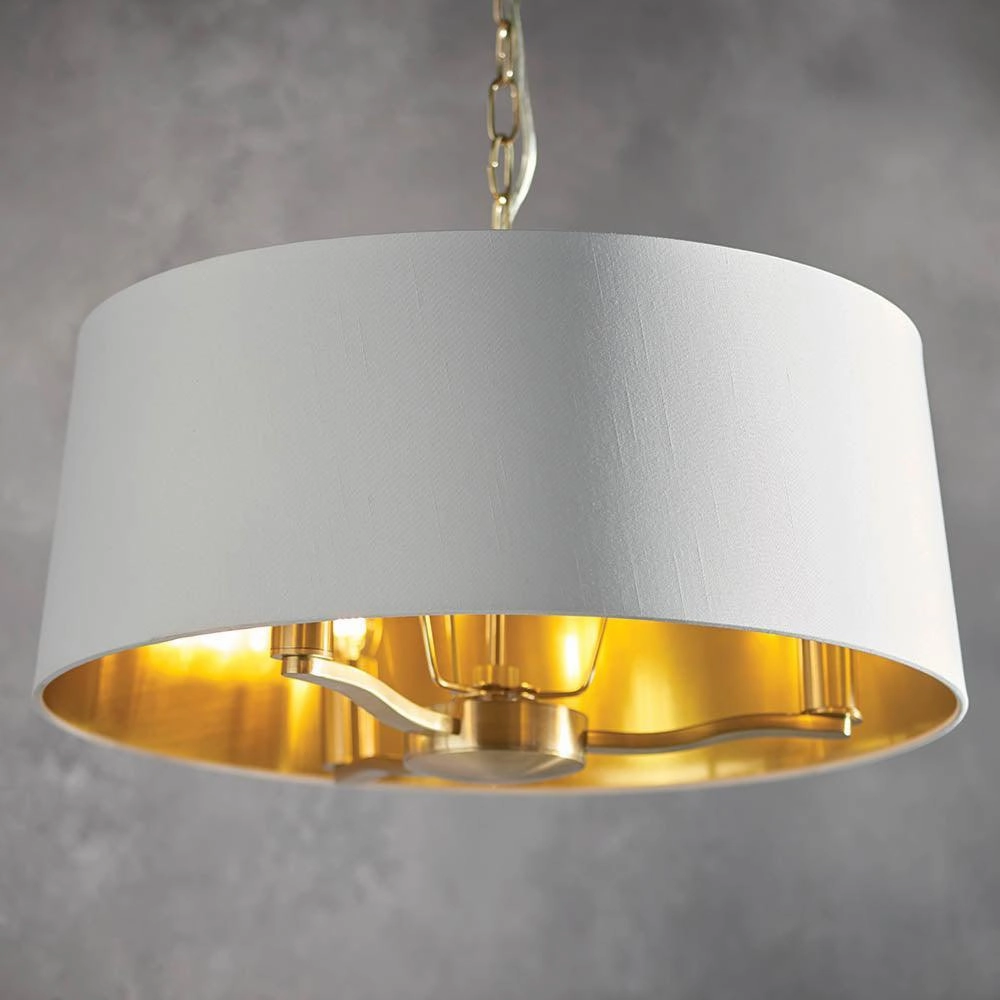 Endon Harvey 3 Light Satin Gold Pendant Ceiling Light