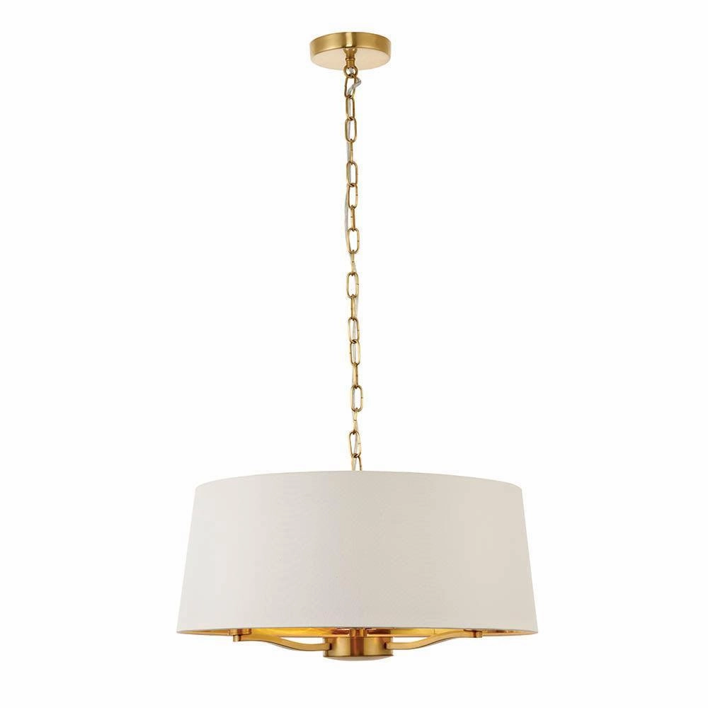 Endon Harvey 3 Light Satin Gold Pendant Ceiling Light