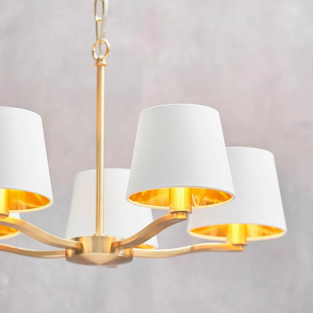 Endon Harvey 5 Light Satin Gold Pendant Ceiling Light