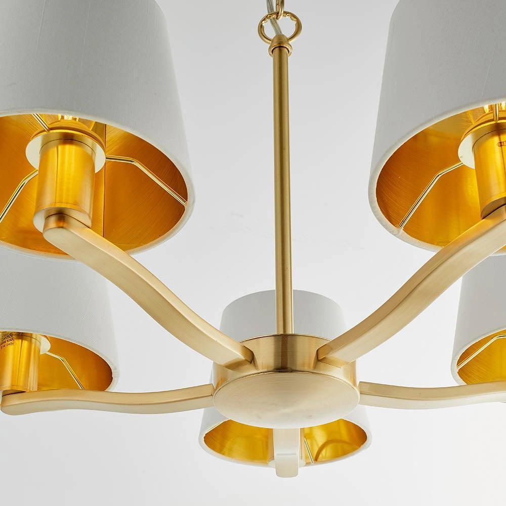 Endon Harvey 5 Light Satin Gold Pendant Ceiling Light