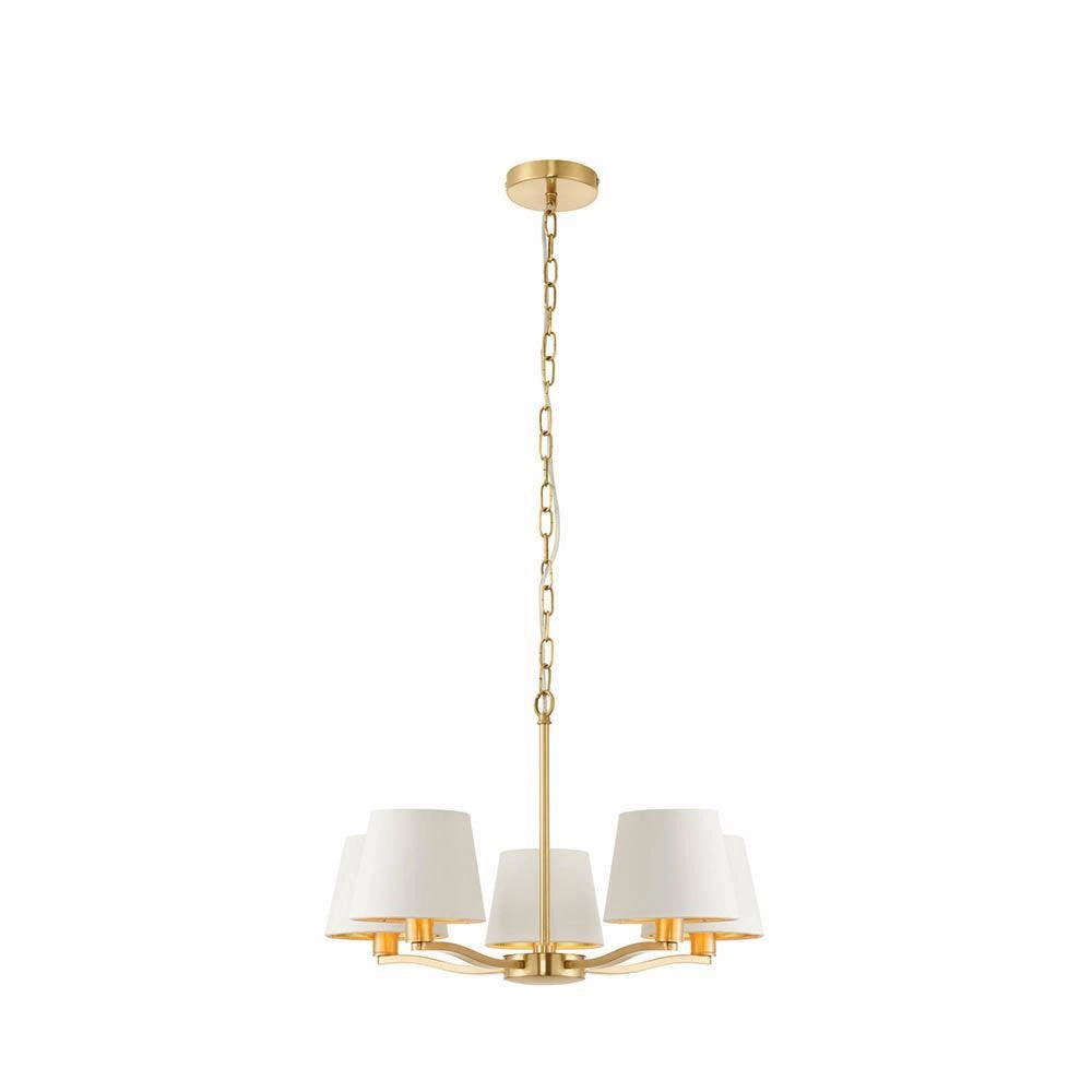 Endon Harvey 5 Light Satin Gold Pendant Ceiling Light