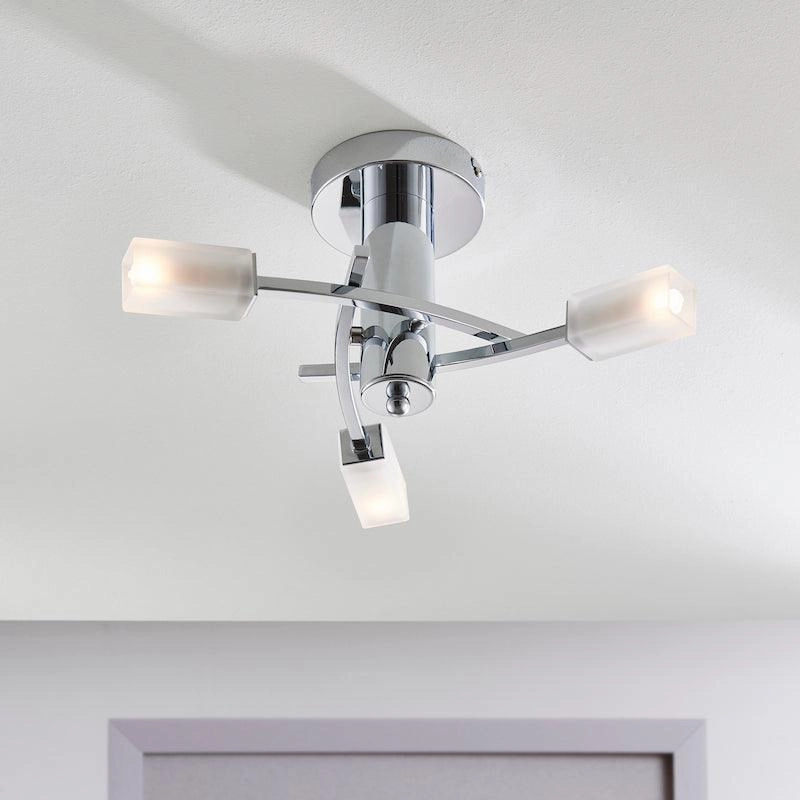 Endon Havana 3 Light Chrome Semi Flush Ceiling Light